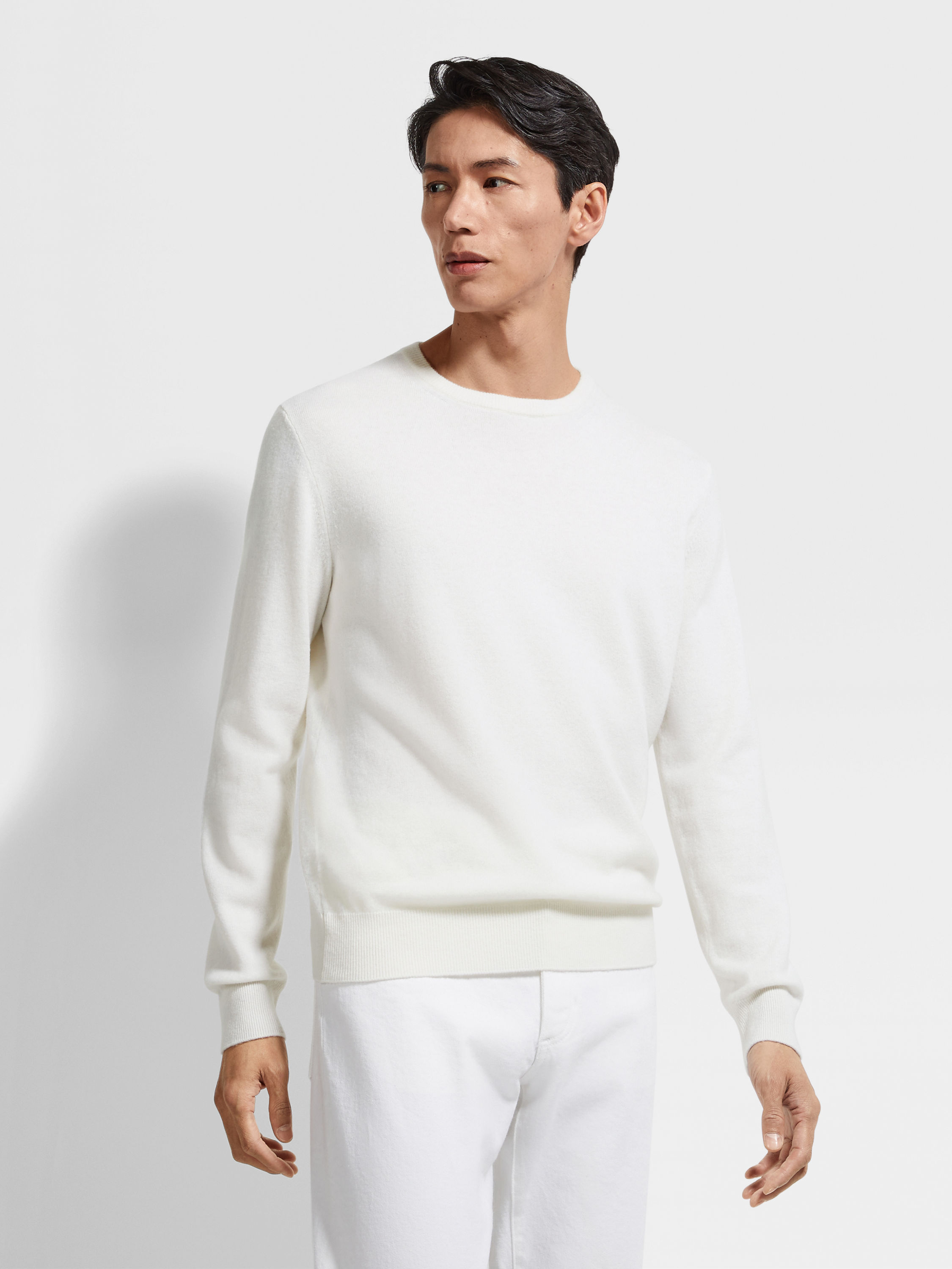 White Mélange Oasi Cashmere Crewneck Product detail photo #2