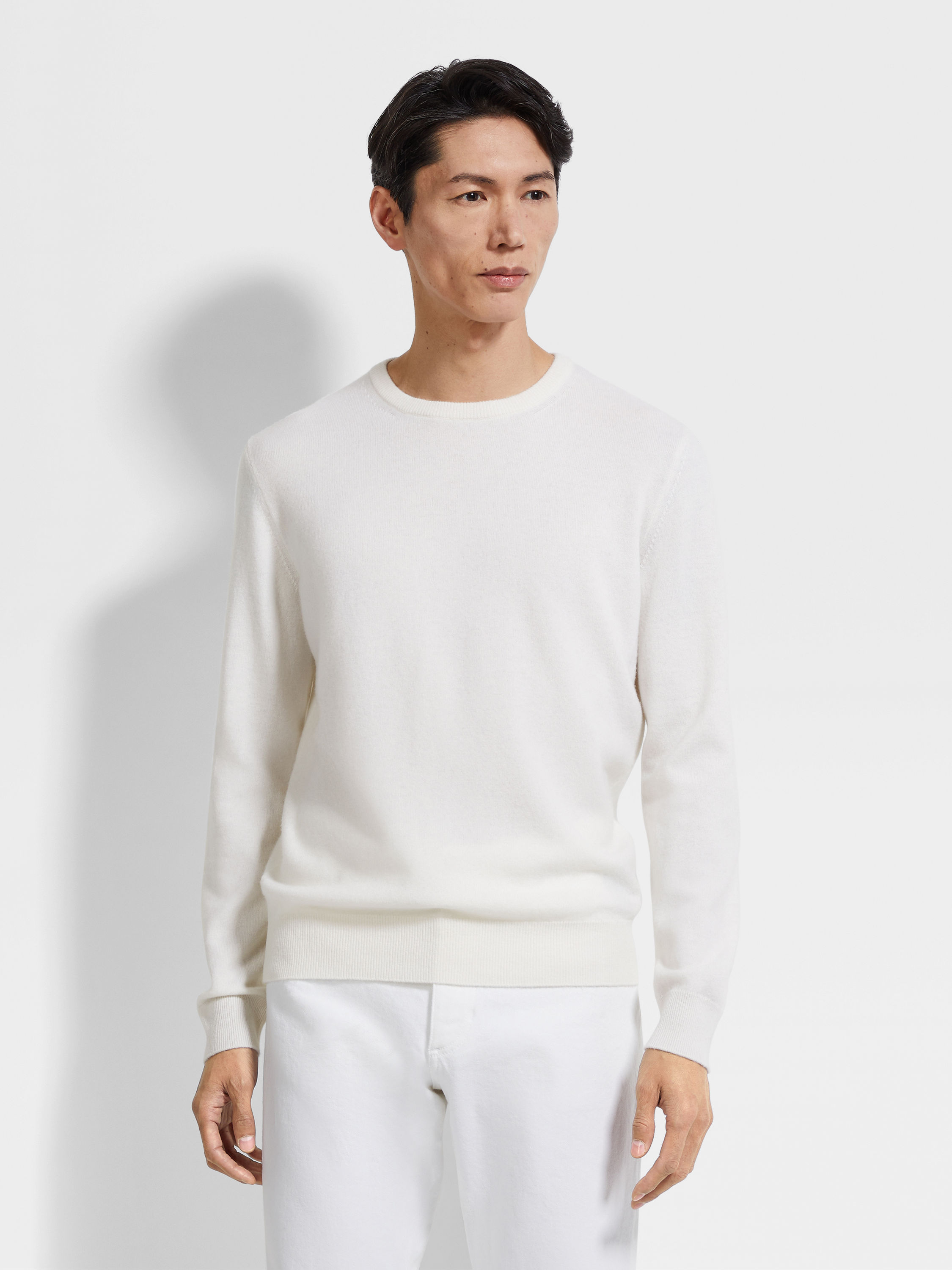 White Mélange Oasi Cashmere Crewneck Product detail photo #3