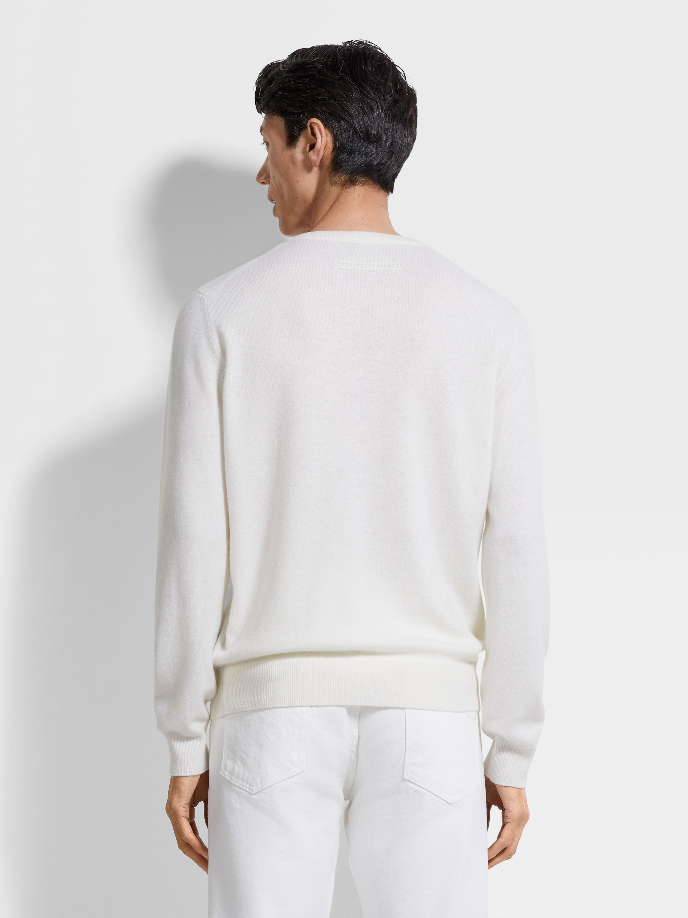 White Mélange Oasi Cashmere Crewneck Product detail photo #4