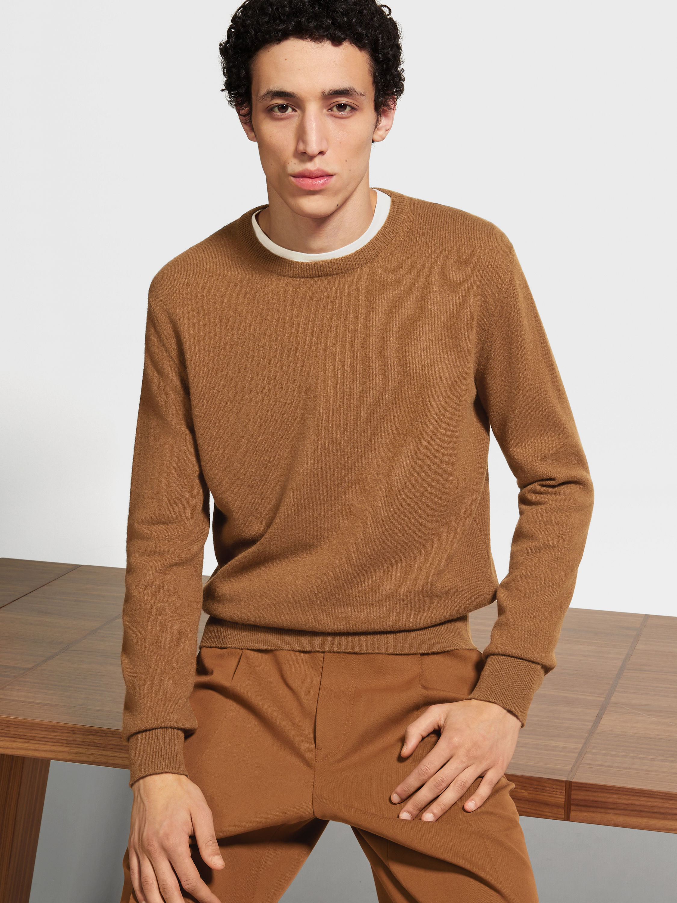 Dark Foliage Mélange Oasi Cashmere Crewneck Product detail photo #2