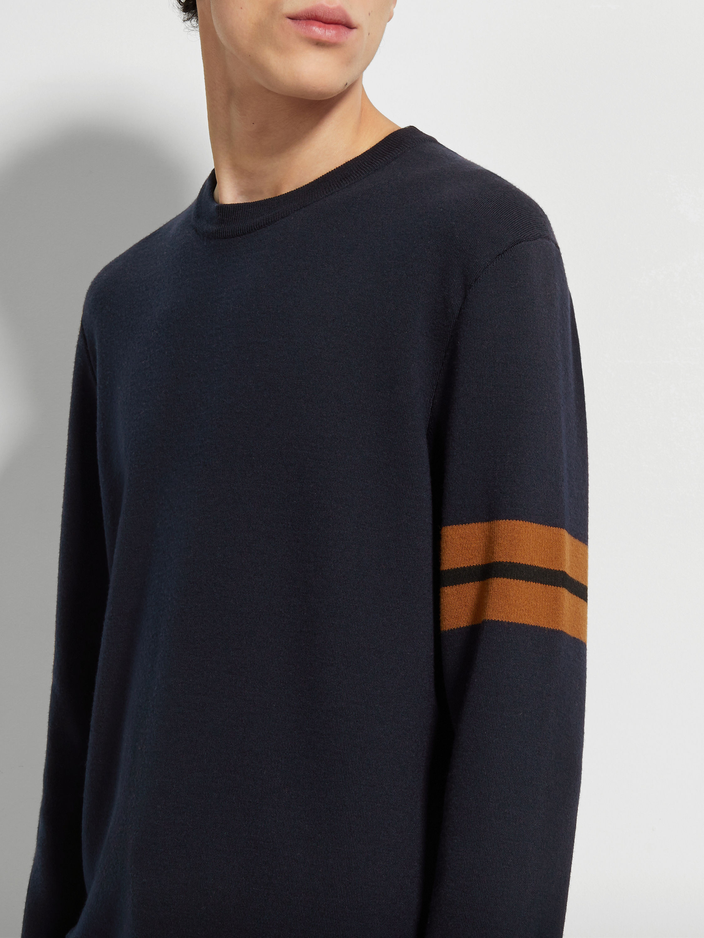 Navy Blue High Performance™ Wool Crewneck Product detail photo #1