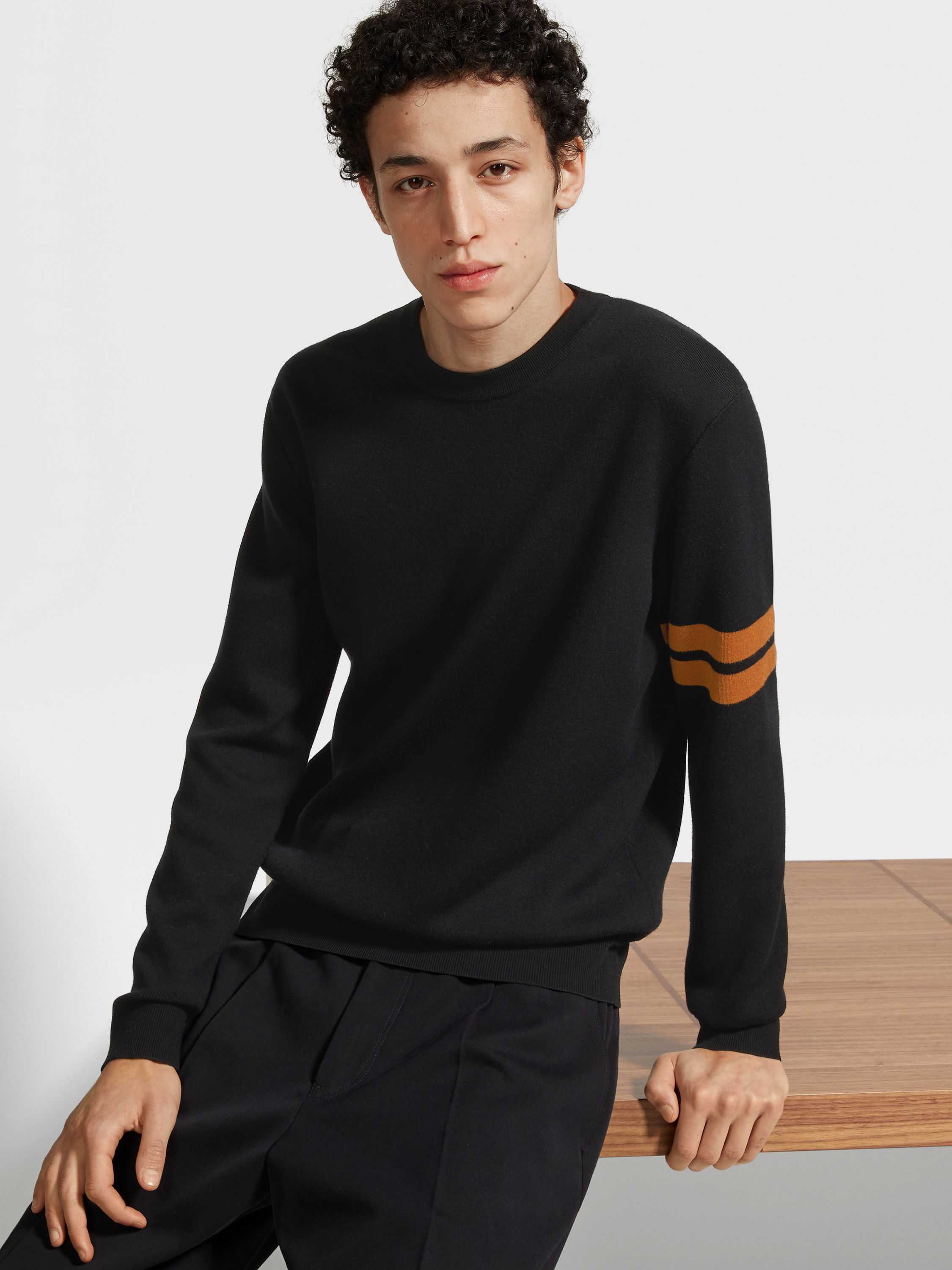 Black High Performance™ Wool Crewneck Product detail photo #2