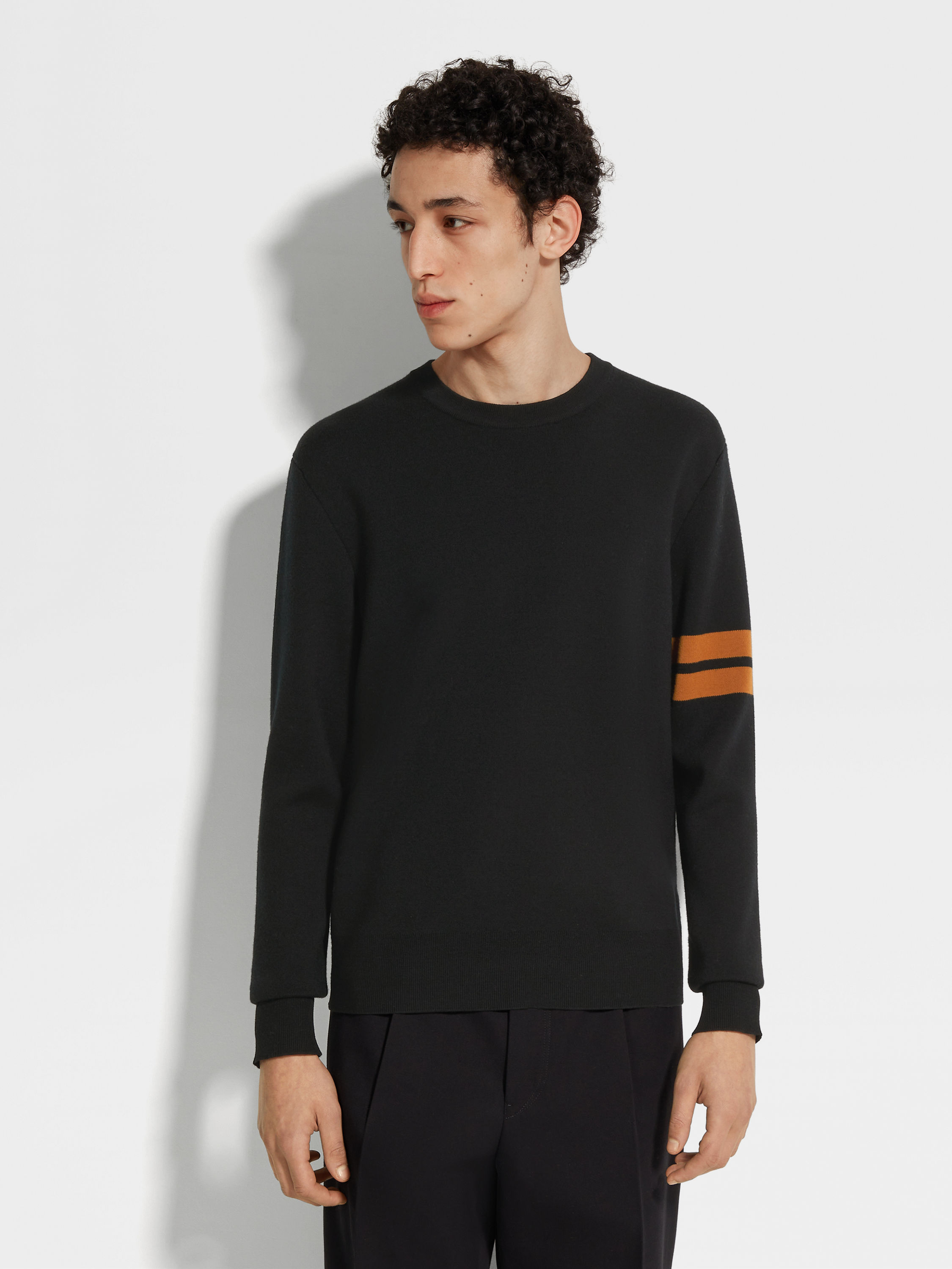 Black High Performance™ Wool Crewneck Product detail photo #3