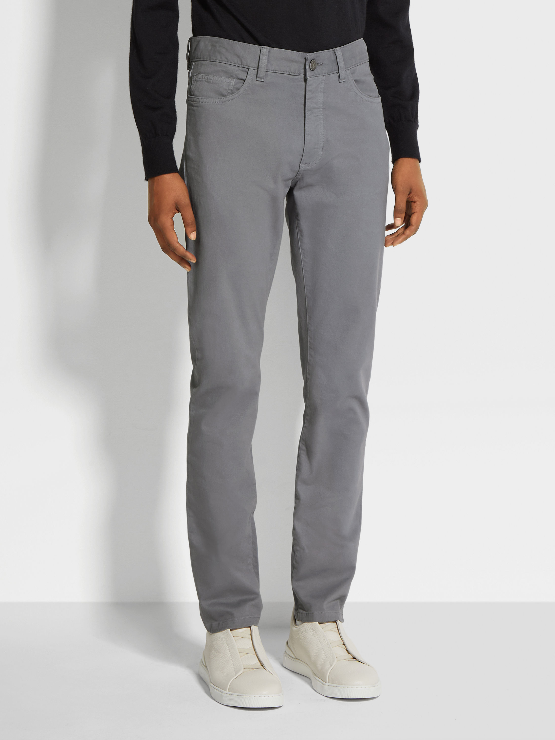 浅灰色弹力棉质 Roccia 牛仔裤 产品细节图 #3