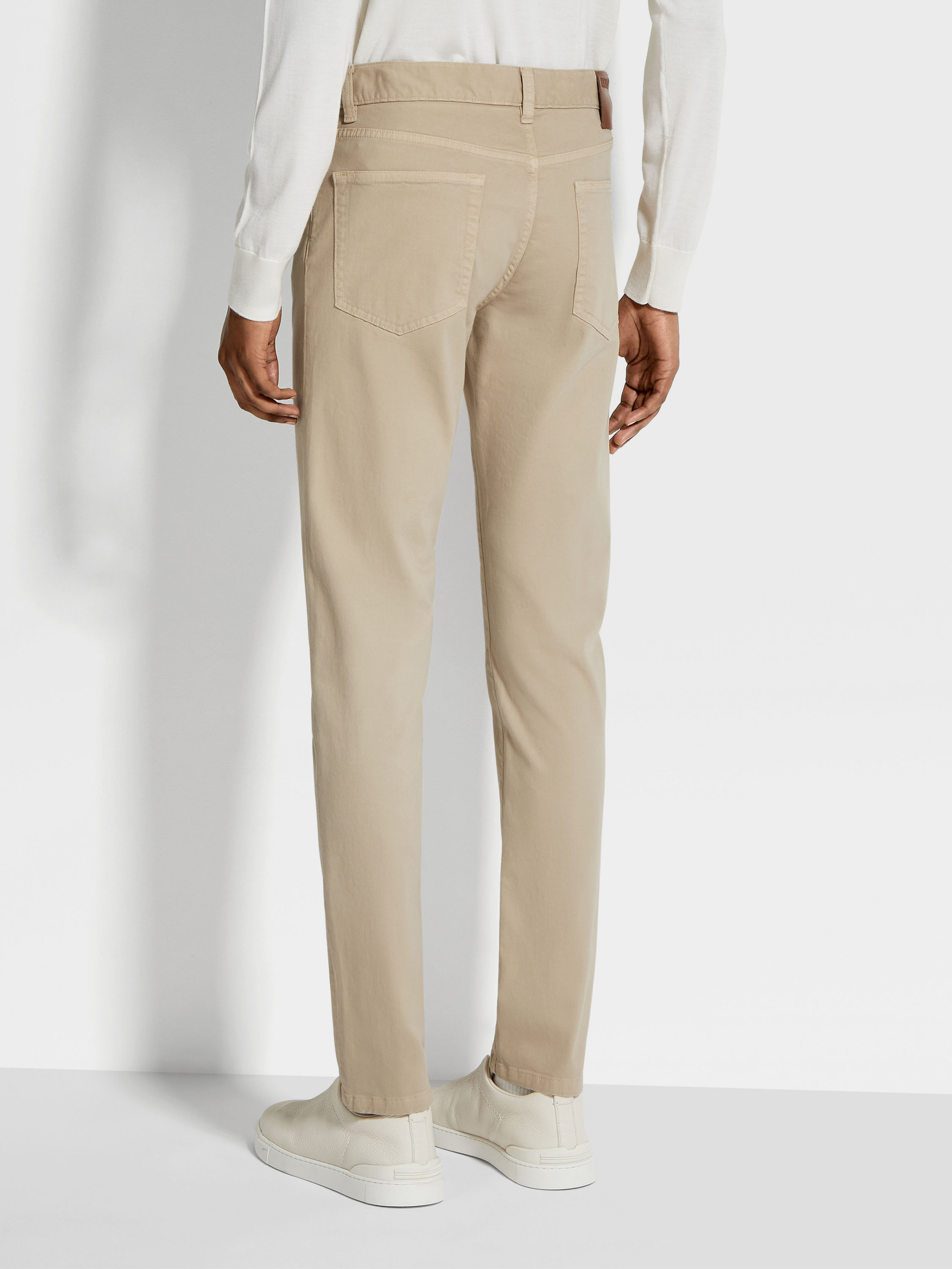 Light Beige Stretch Cotton Roccia Jeans Product detail photo #4