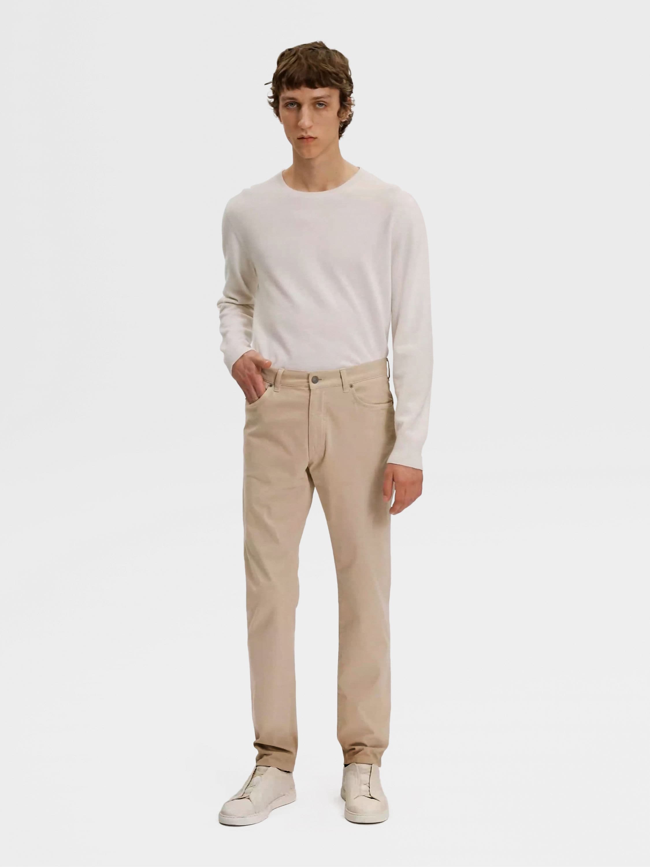 Light Beige Stretch Cotton Roccia Jeans