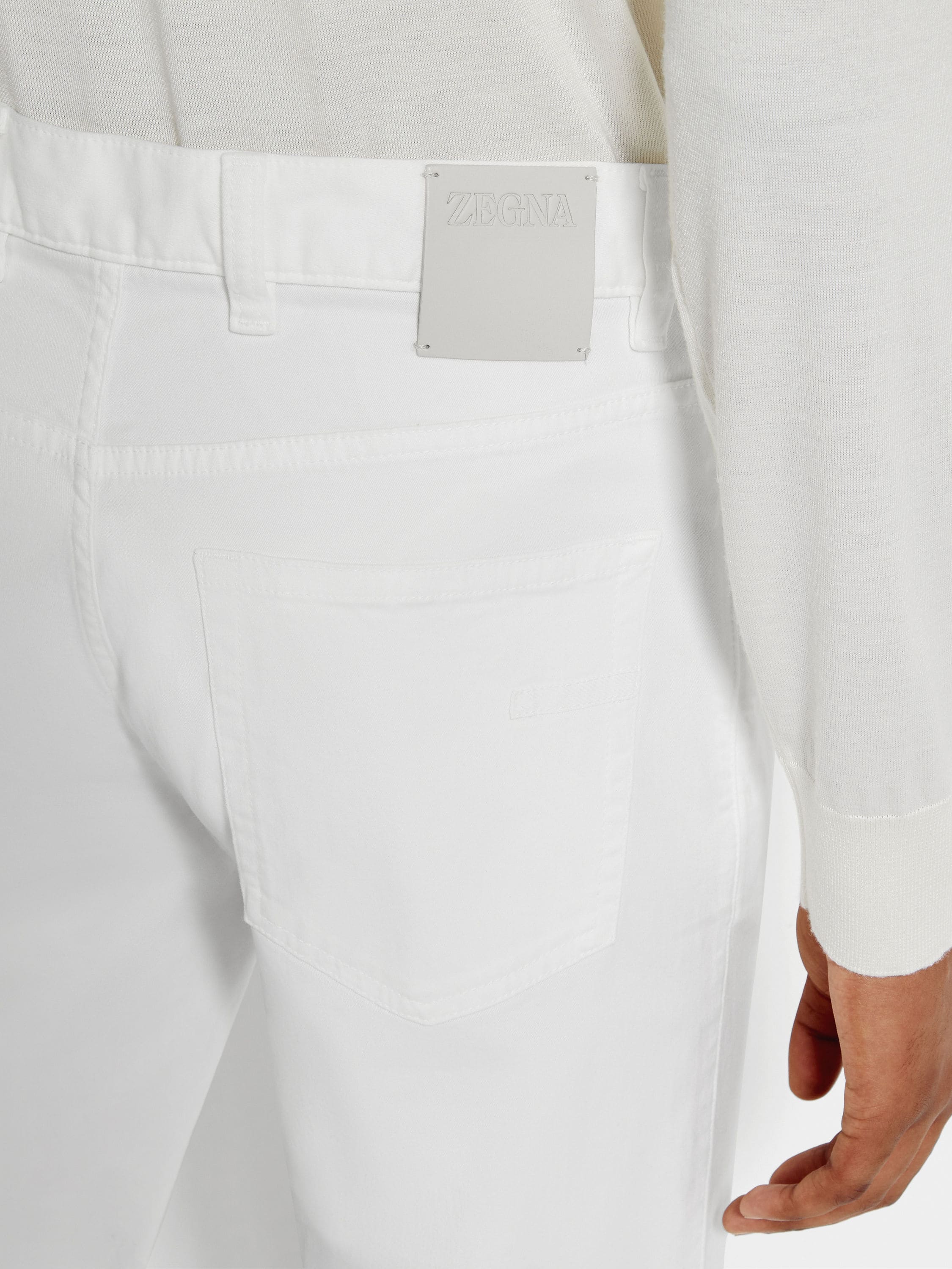 White Stretch Cotton Roccia Jeans Product detail photo #1