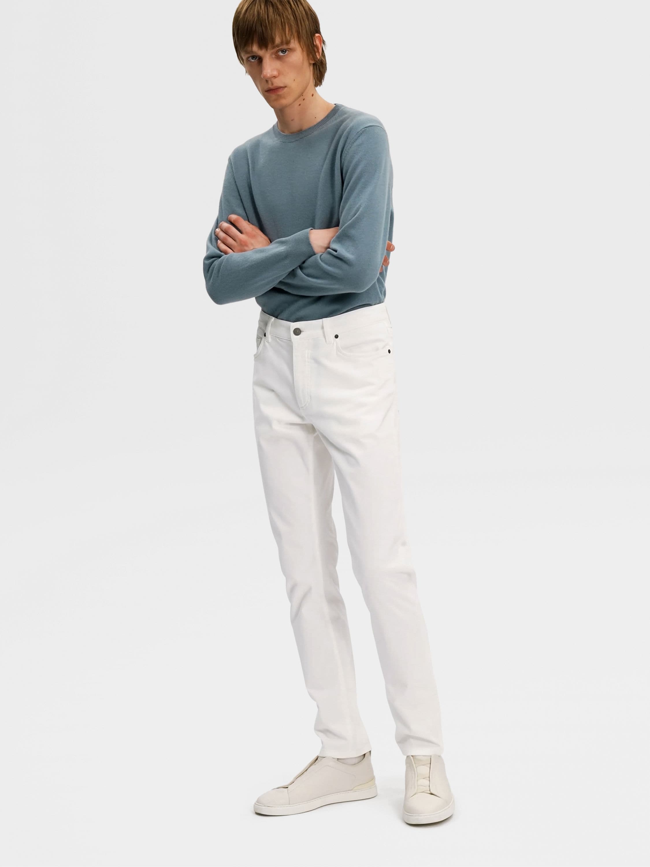 White Stretch Cotton Roccia Jeans
