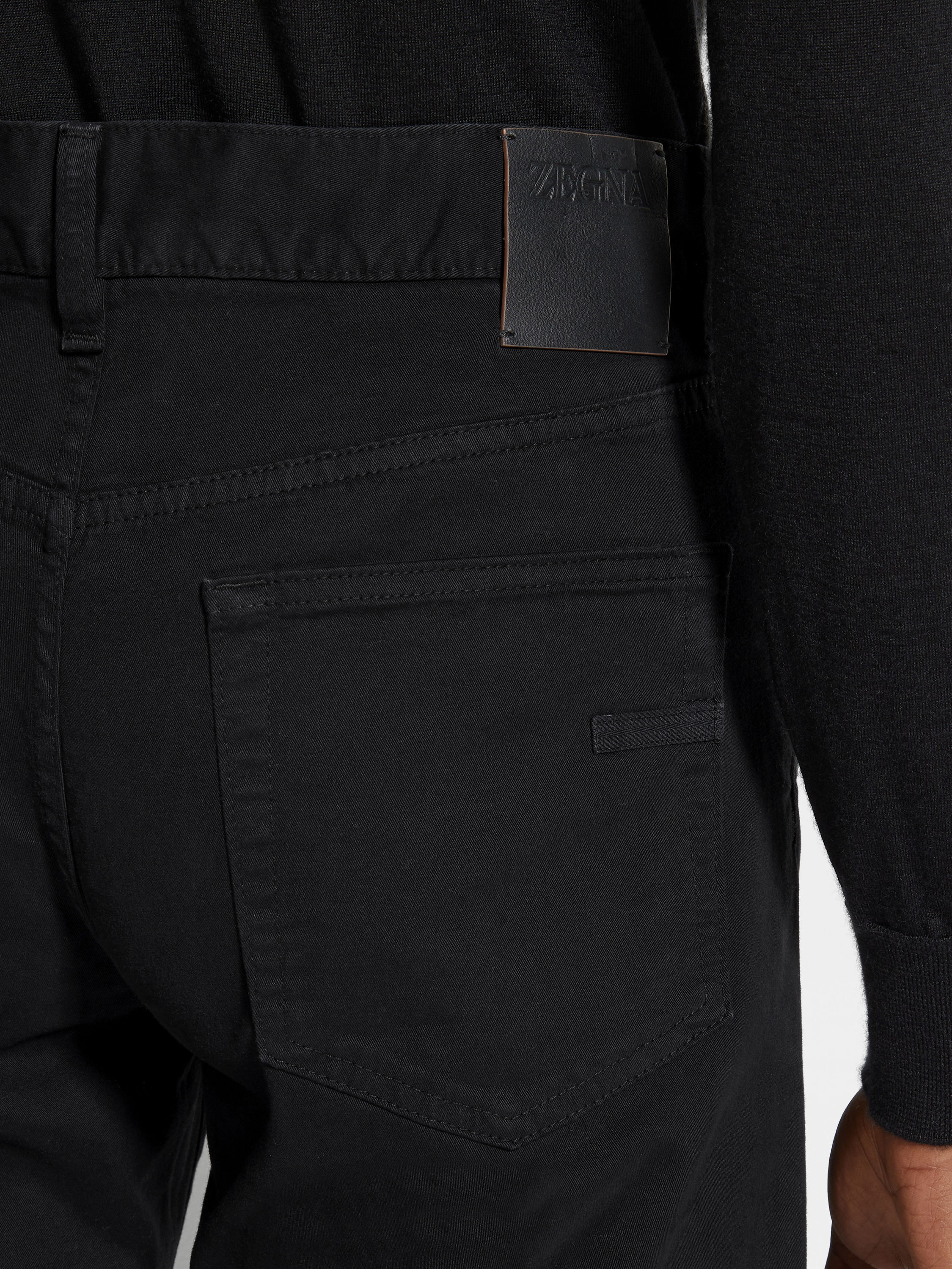 Black Stretch Cotton Roccia Jeans Product detail photo #1