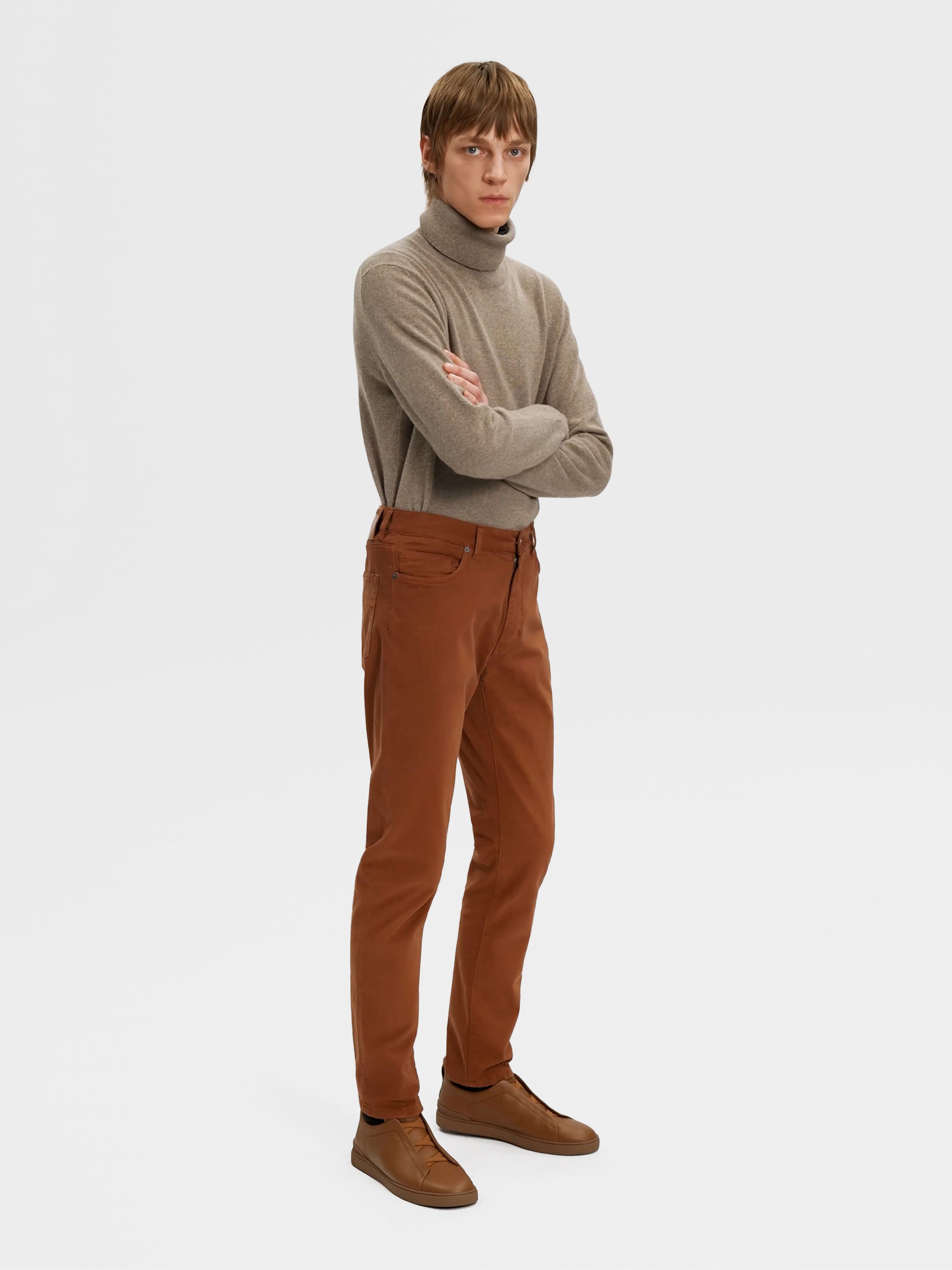 深 Foliage 色弹力棉质 Roccia 牛仔裤