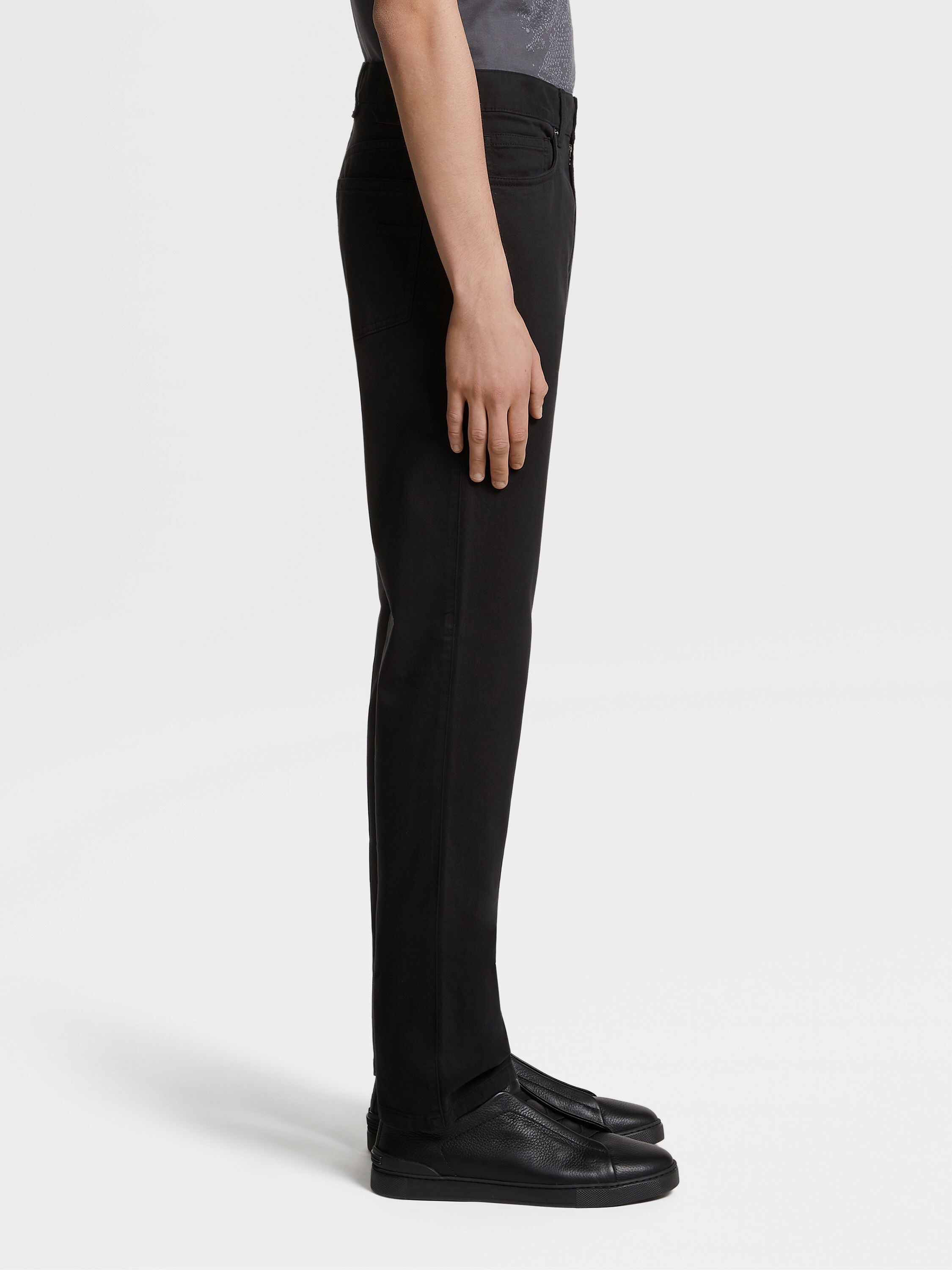 黑色弹力棉质 Roccia 牛仔裤 產品細節圖 #3