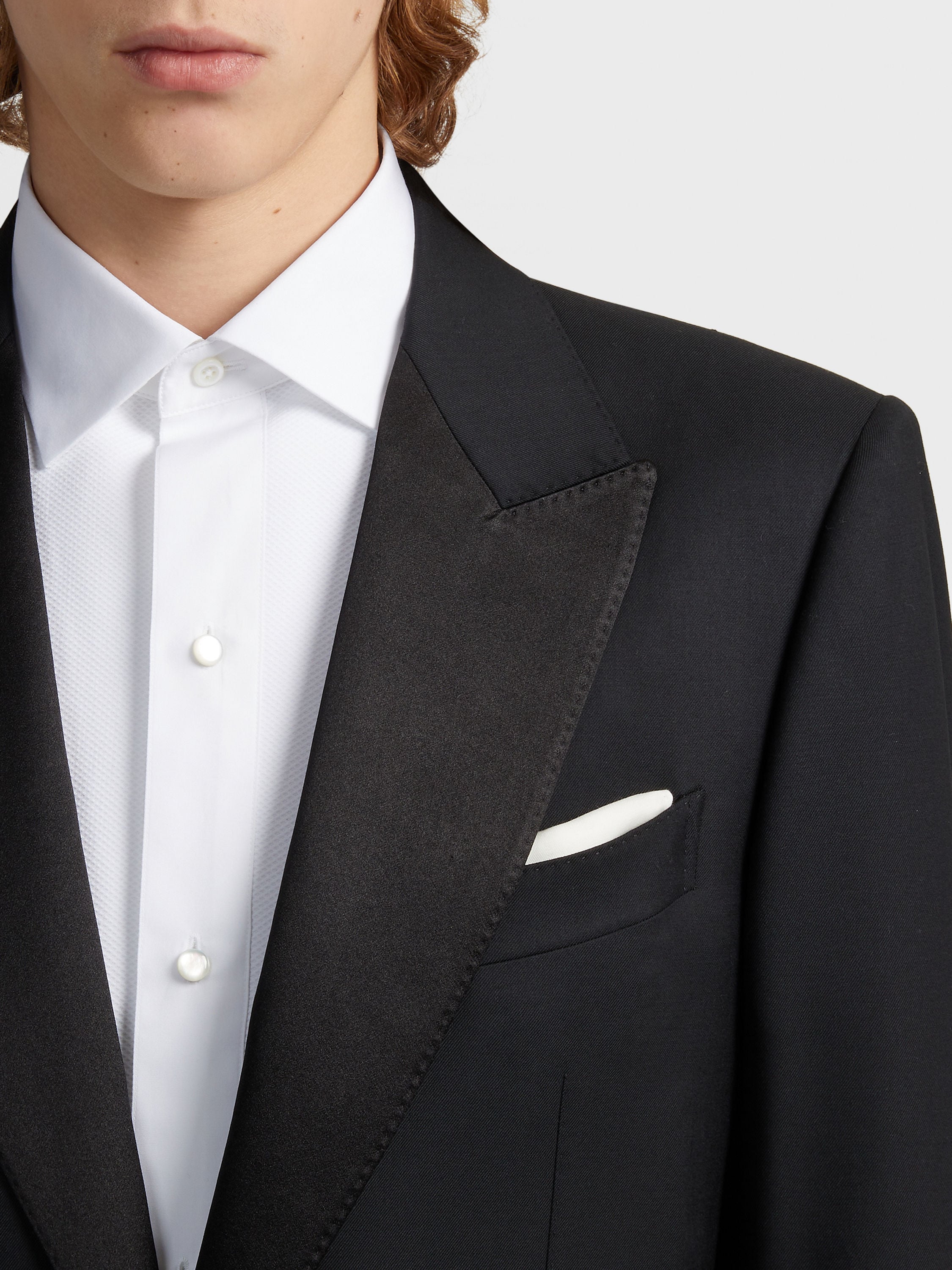 White Cotton and Silk Pocket Square Product detail photo #2