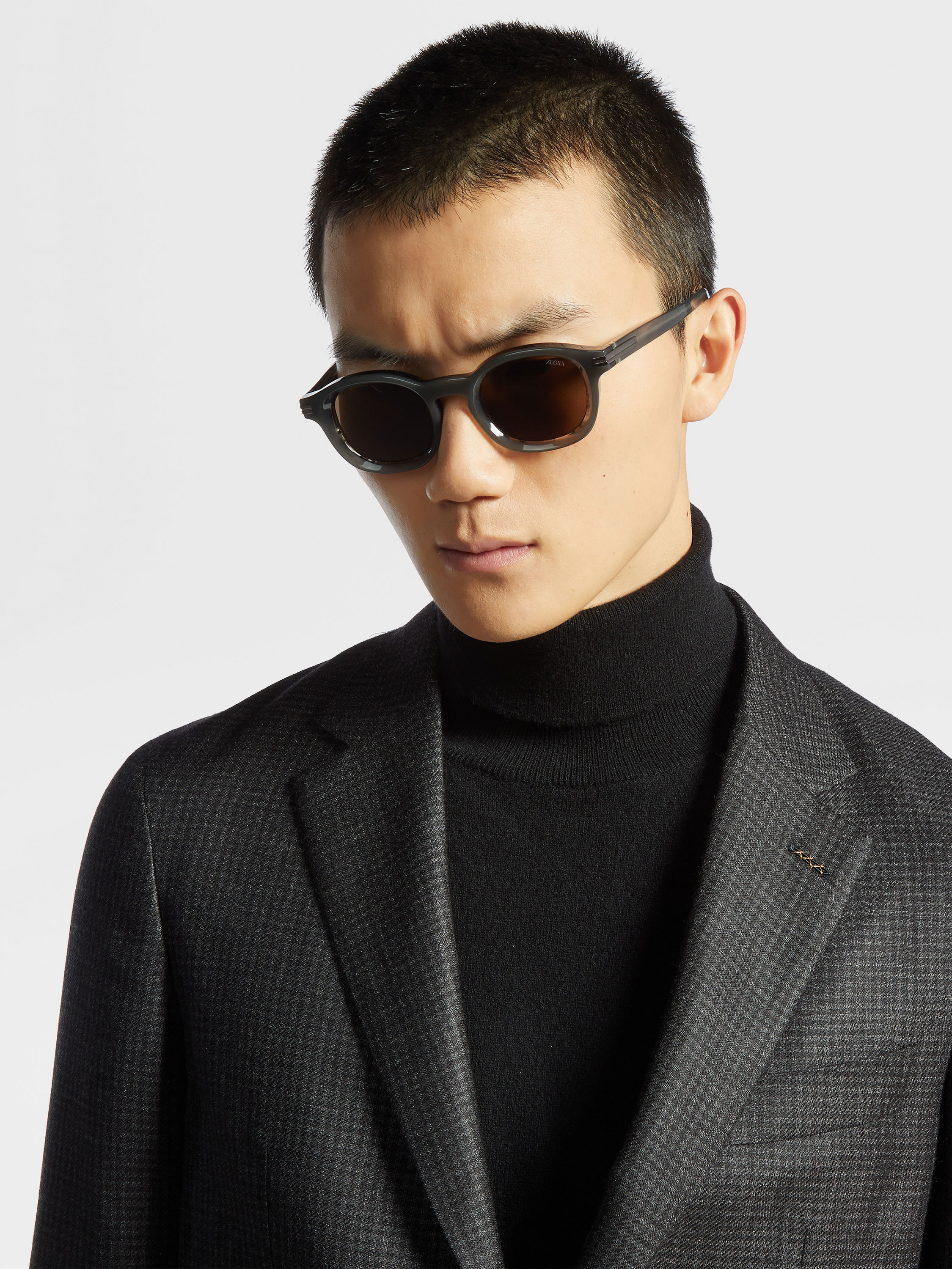 Opal Grey and Striped Grey Aurora I Acetate Sunglasses Product detail photo #3