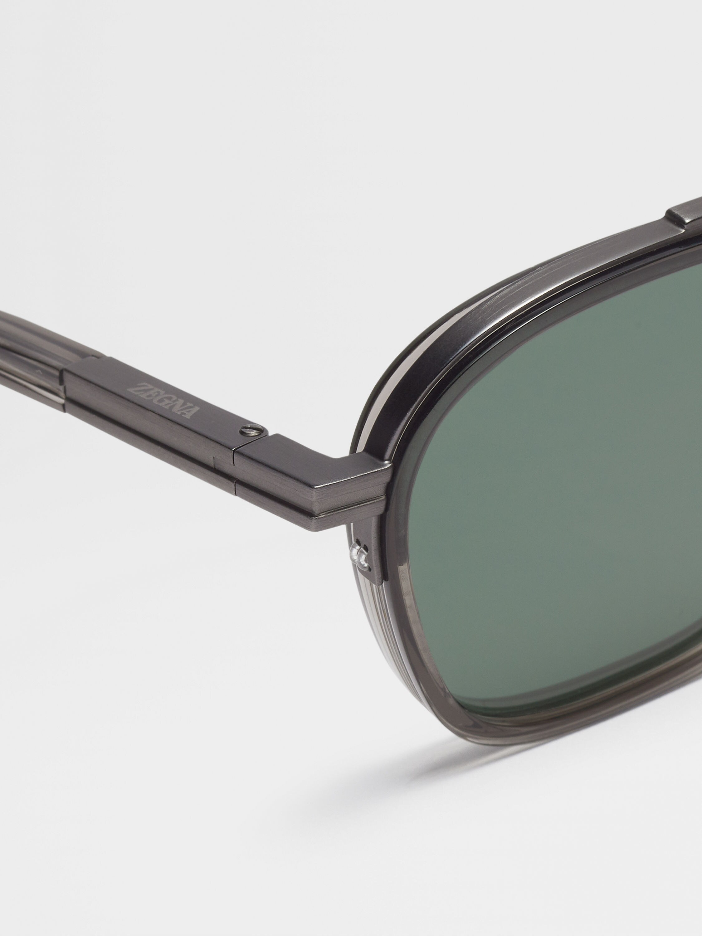 Transparent Dark Grey Orizzonte I Acetate and Metal Sunglasses Product detail photo #1