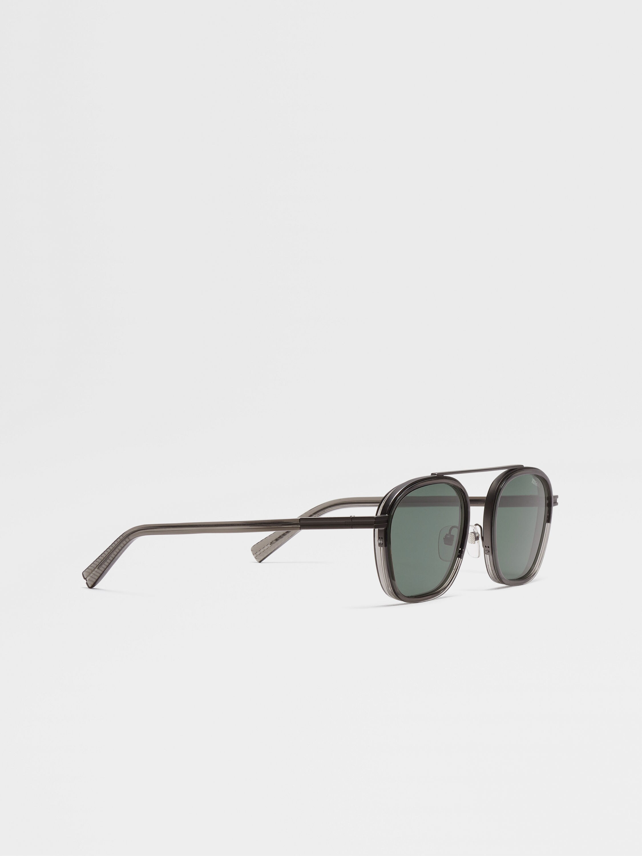 Transparent Dark Grey Orizzonte I Acetate and Metal Sunglasses Product detail photo #2