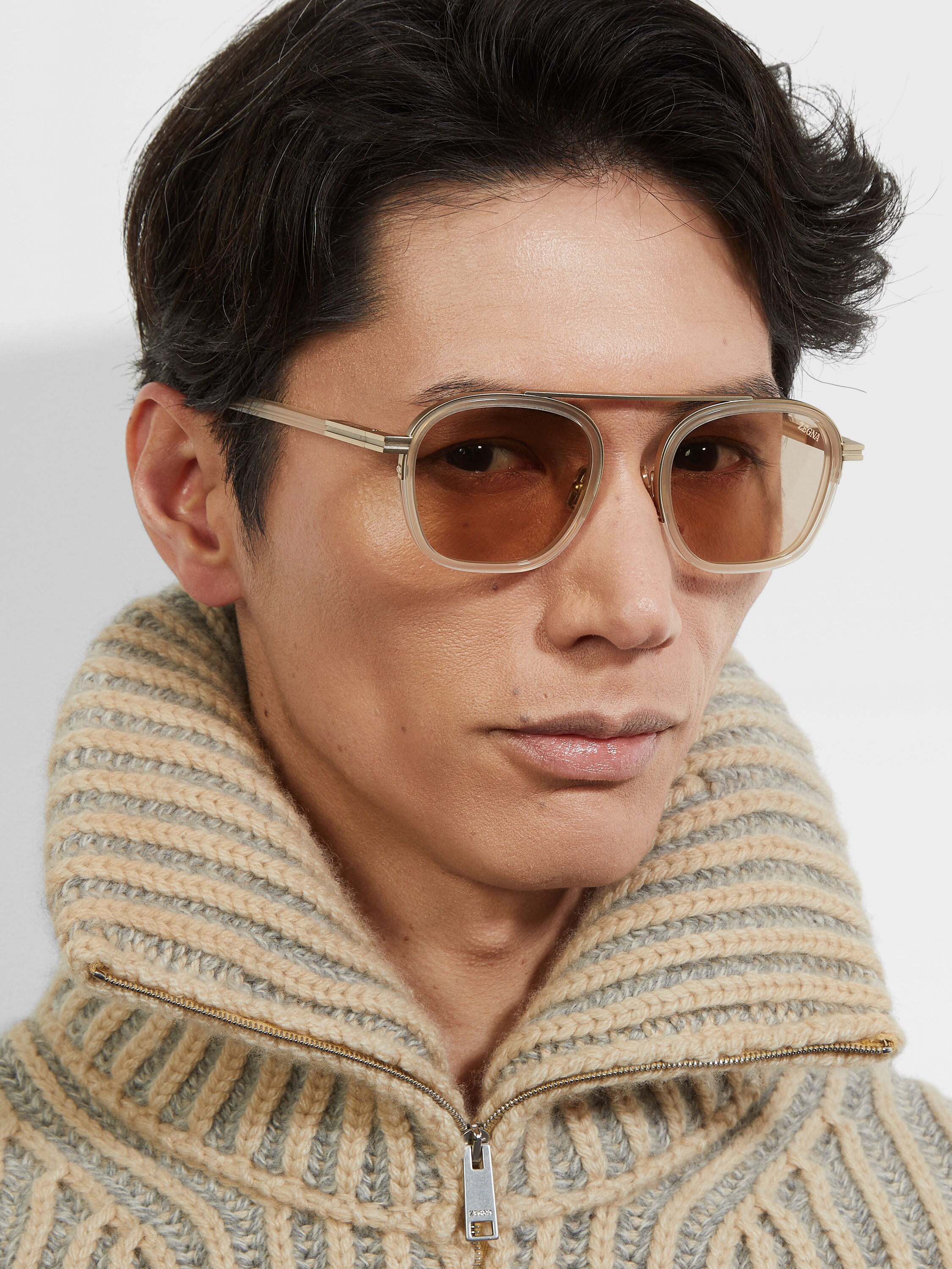 Transparent Dark Grey Orizzonte I Acetate and Metal Sunglasses Product detail photo #3