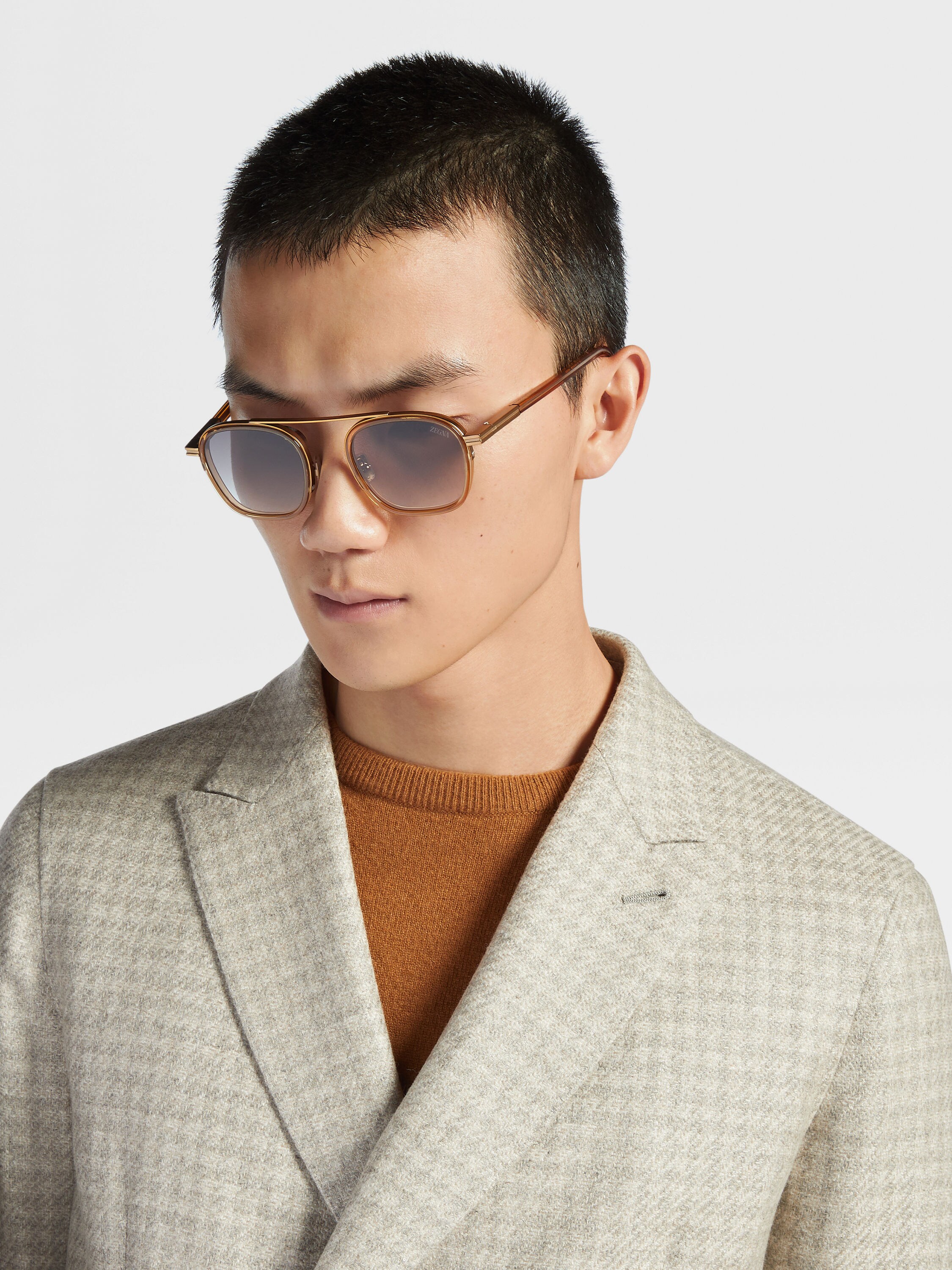 透明金浆色 Orizzonte I 醋酸纤维和金属太阳镜 產品細節圖 #3