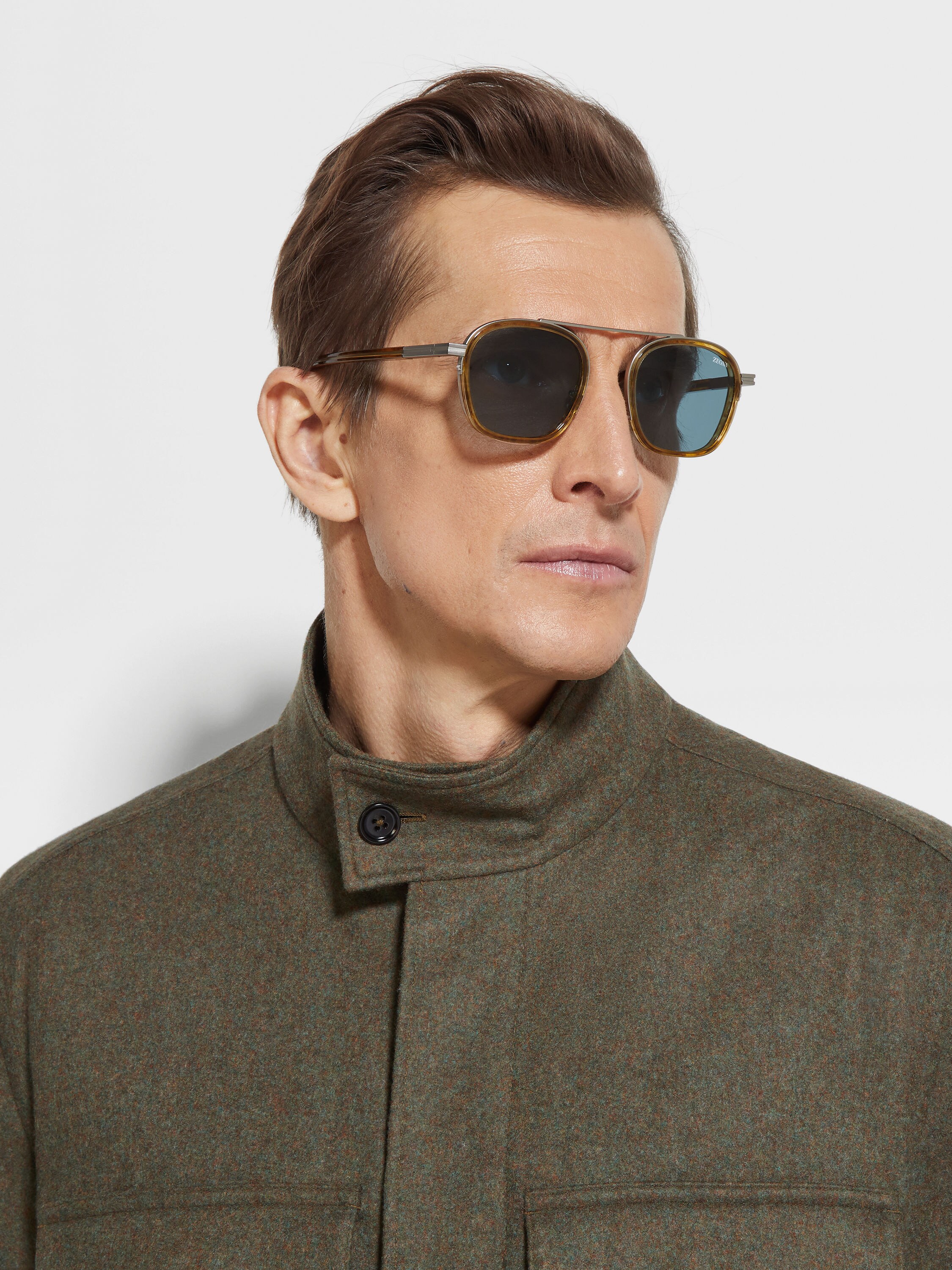 透明浅棕哈瓦那色 Orizzonte I 醋酸纤维和金属太阳镜 产品细节图 #3