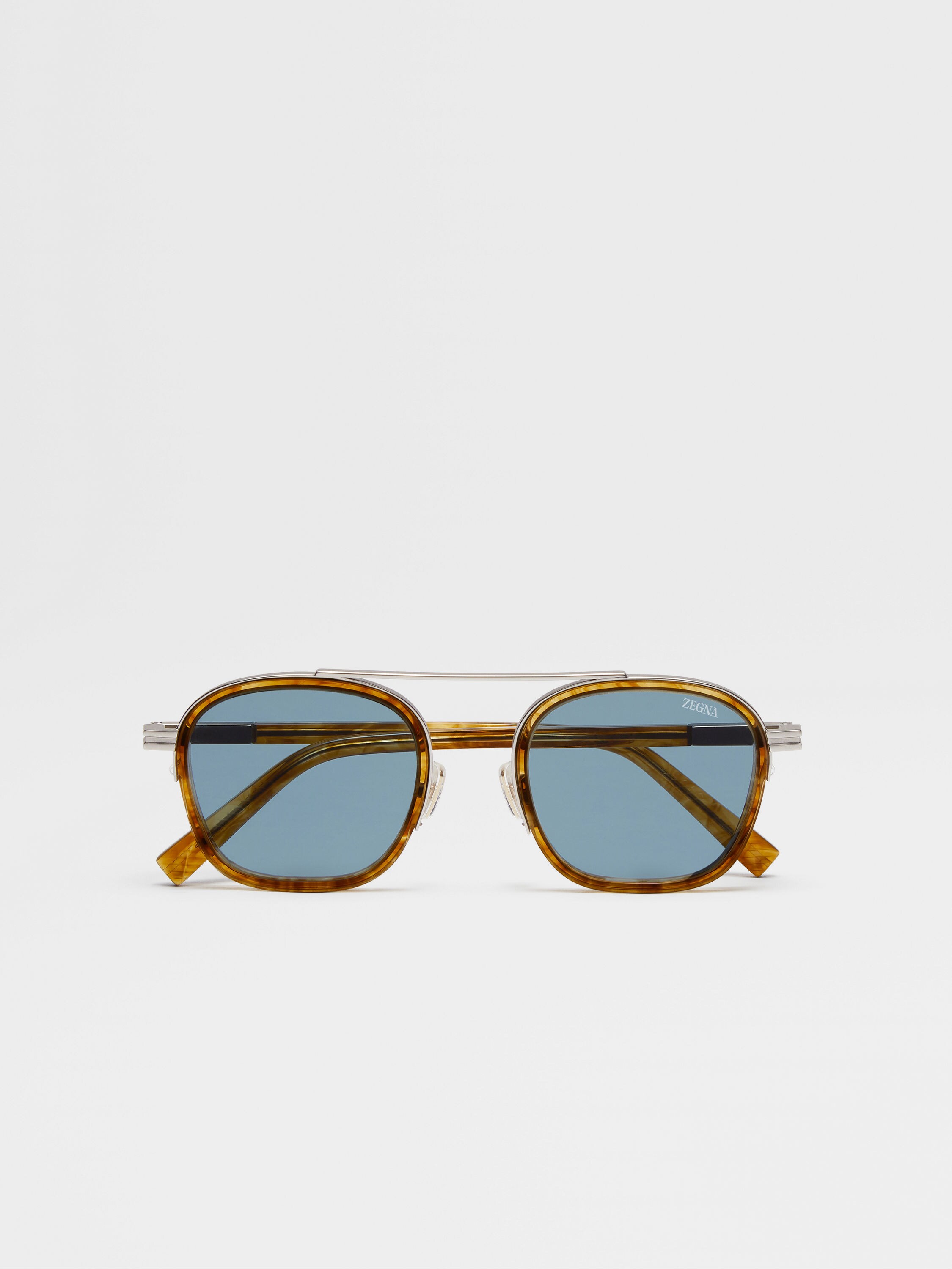 Transparent Light Brown Havana Orizzonte I Acetate and Metal Sunglasses