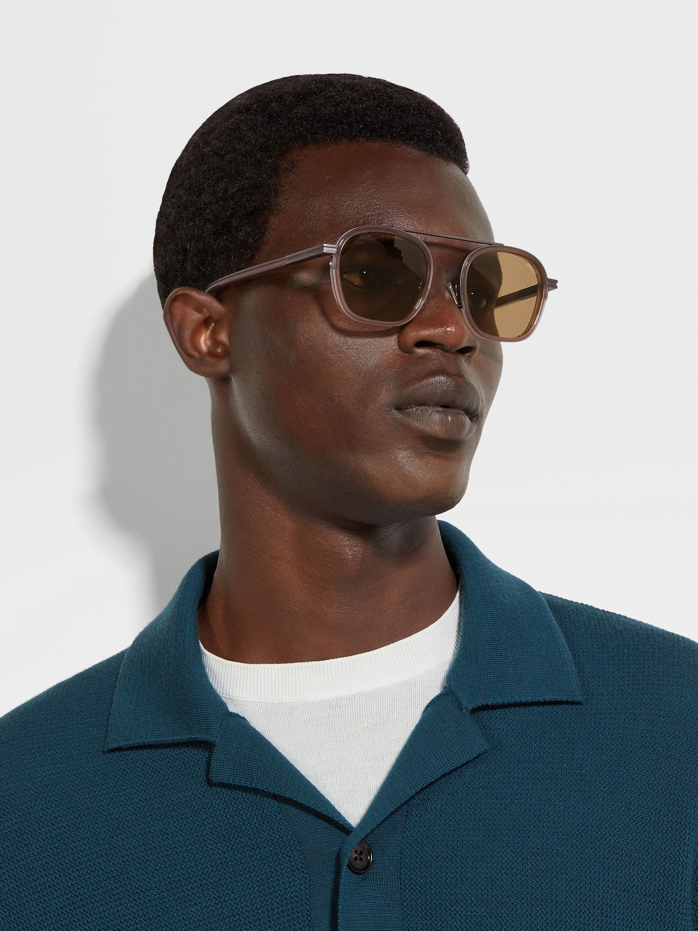 Dark Brown Orizzonte I Acetate and Metal Sunglasses Product detail photo #3