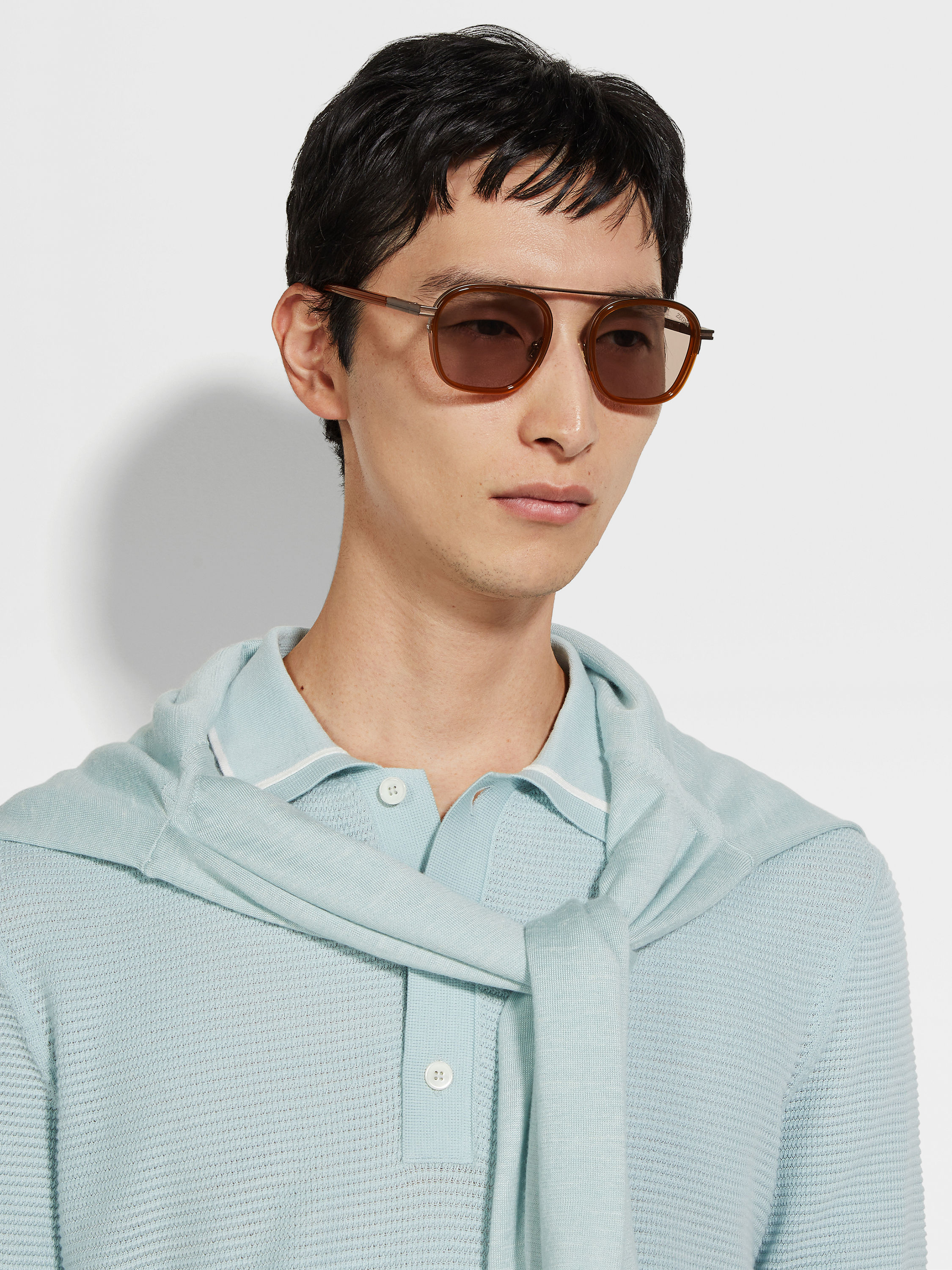 深 Foliage 色 Orizzonte I 醋酸纤维和金属太阳镜 產品細節圖 #3