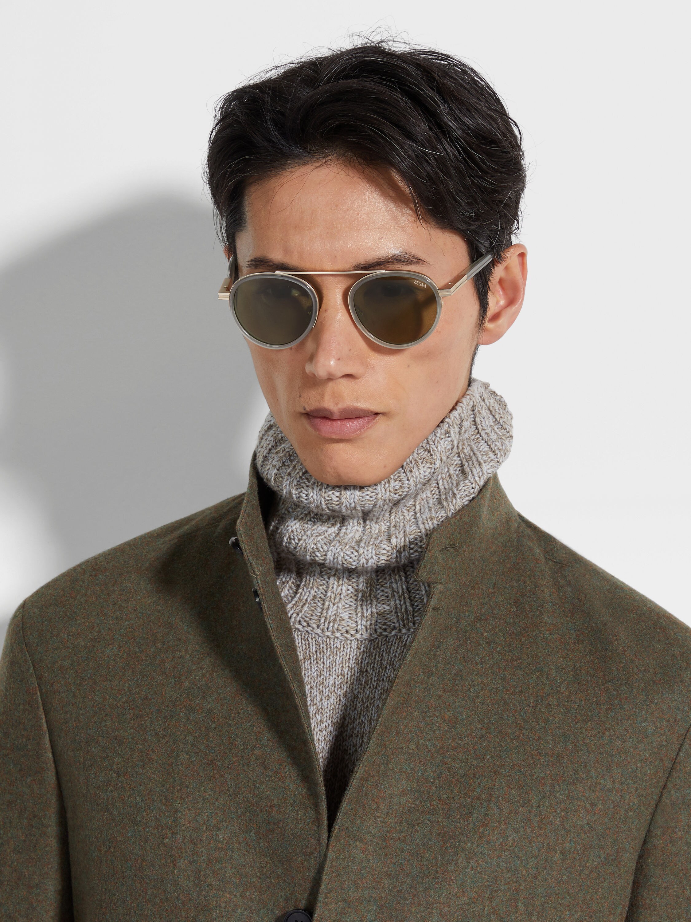 Green Orizzonte II Acetate and Metal Sunglasses Product detail photo #3