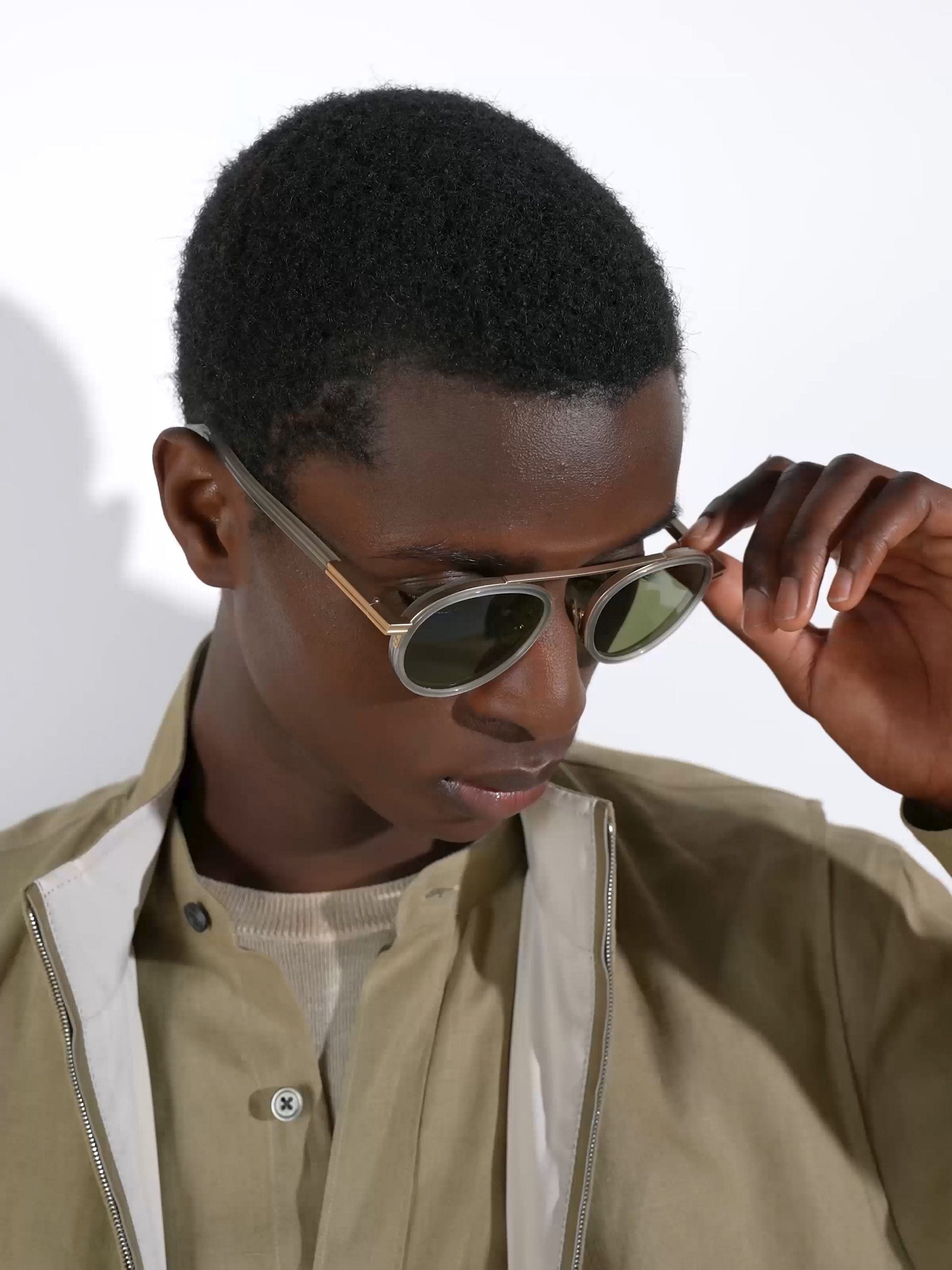 Green Orizzonte II Acetate and Metal Sunglasses