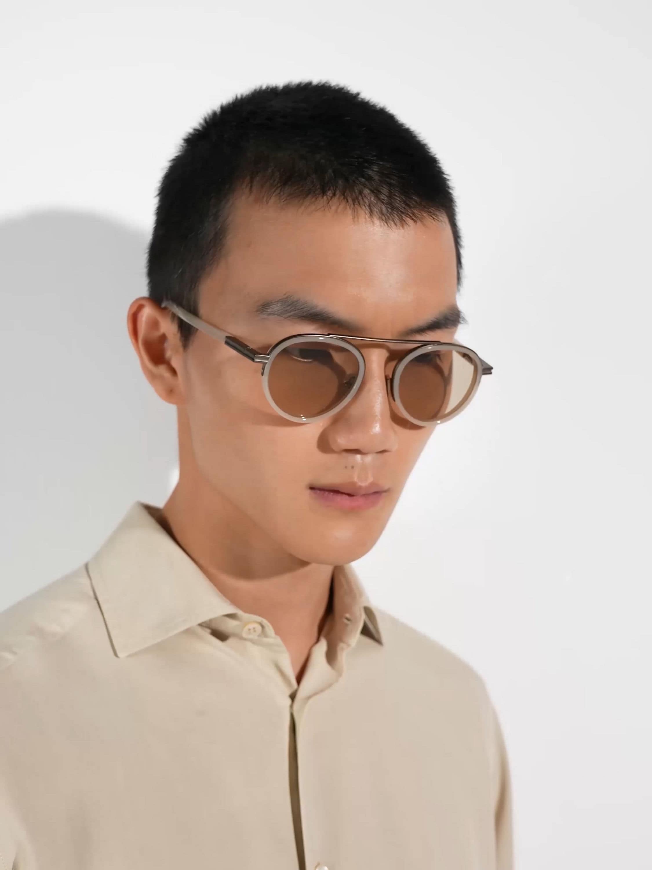 米色 Orizzonte II 醋酸纤维和金属太阳镜