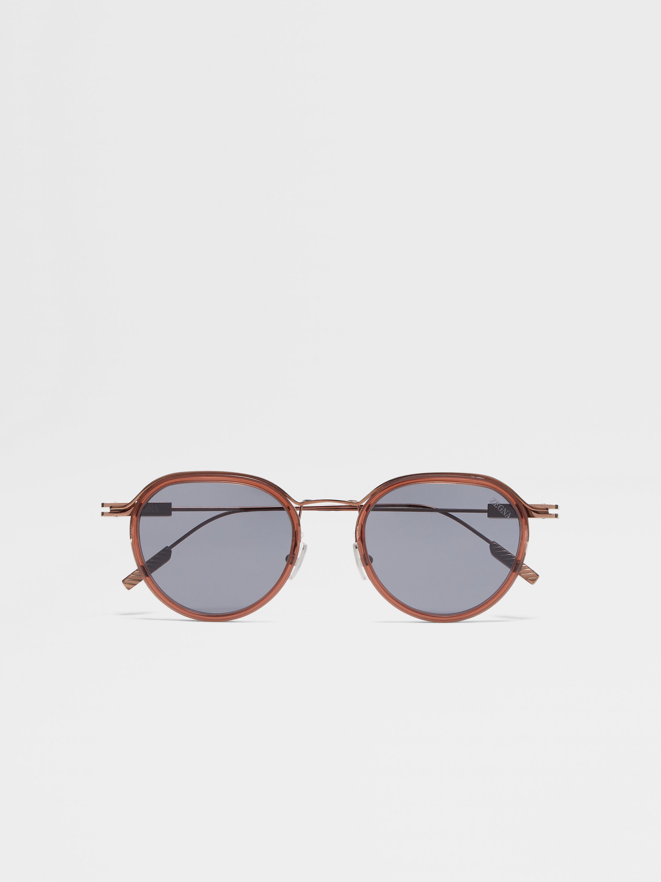 Transparent Brown Acetate and Metal Sunglasses Main product photo