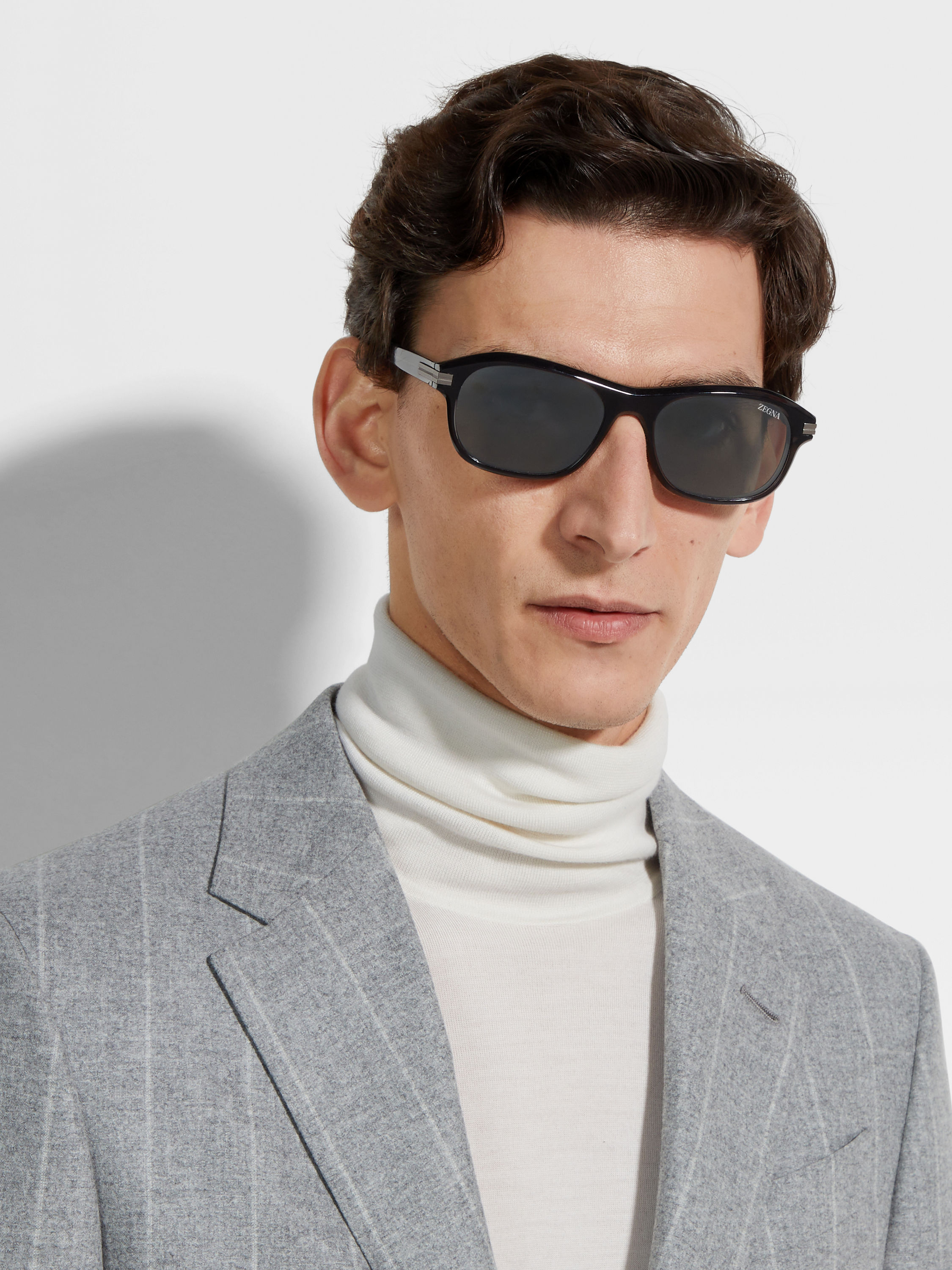 Transparent Grey Acetate Sunglasses Product detail photo #3