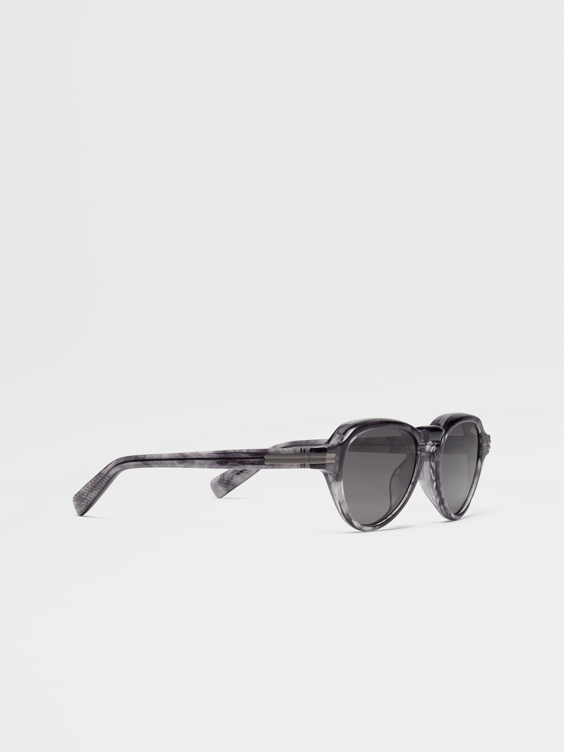 Transparent Grey Havana Acetate Sunglasses Product detail photo #2