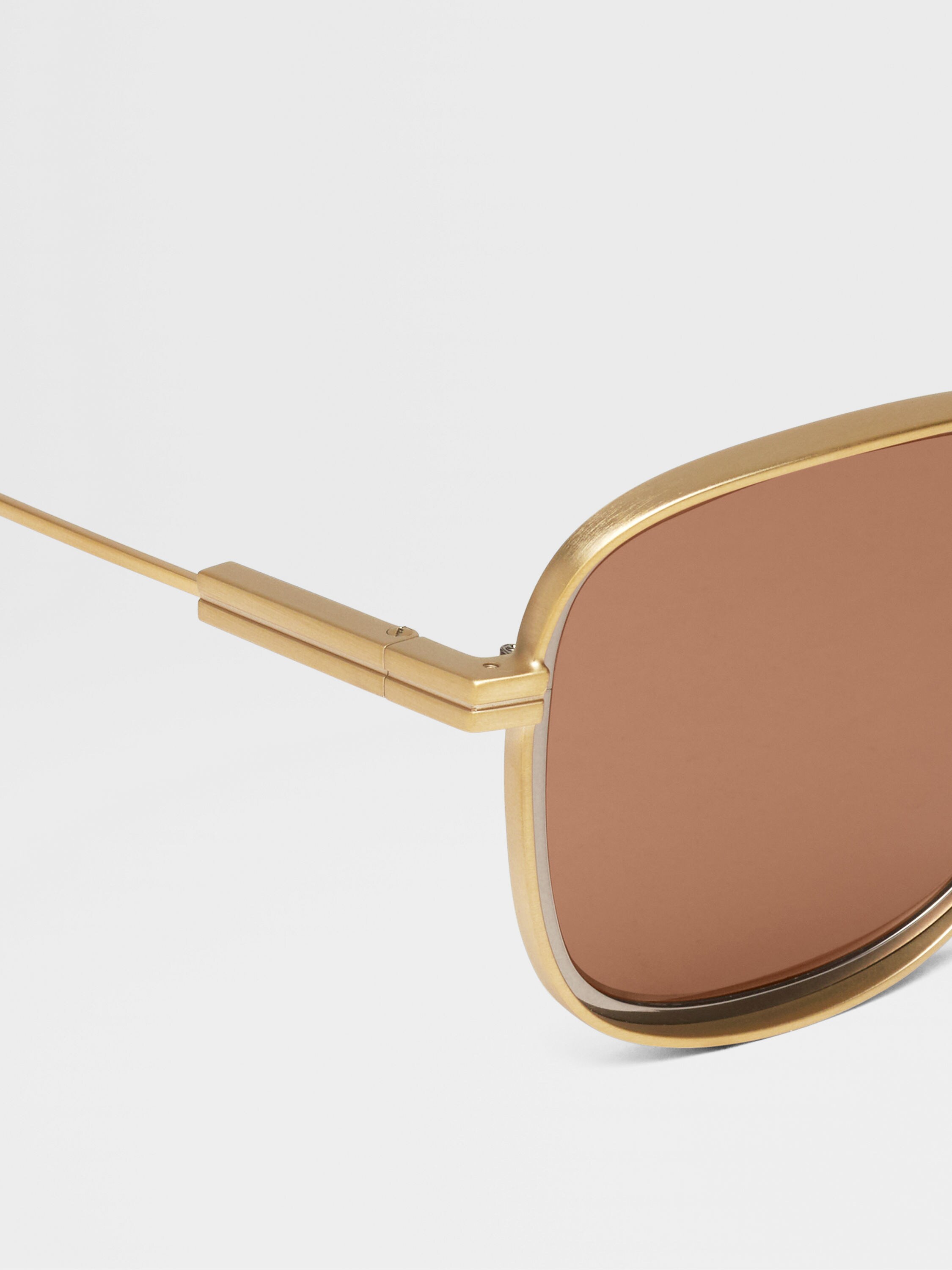 Satin Brass Metal Sunglasses Product detail photo #1