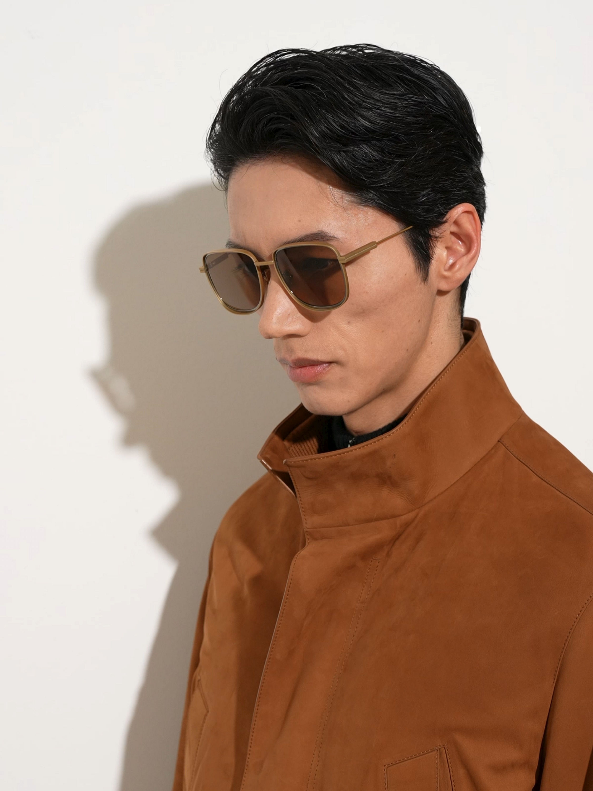 Satin Brass Metal Sunglasses