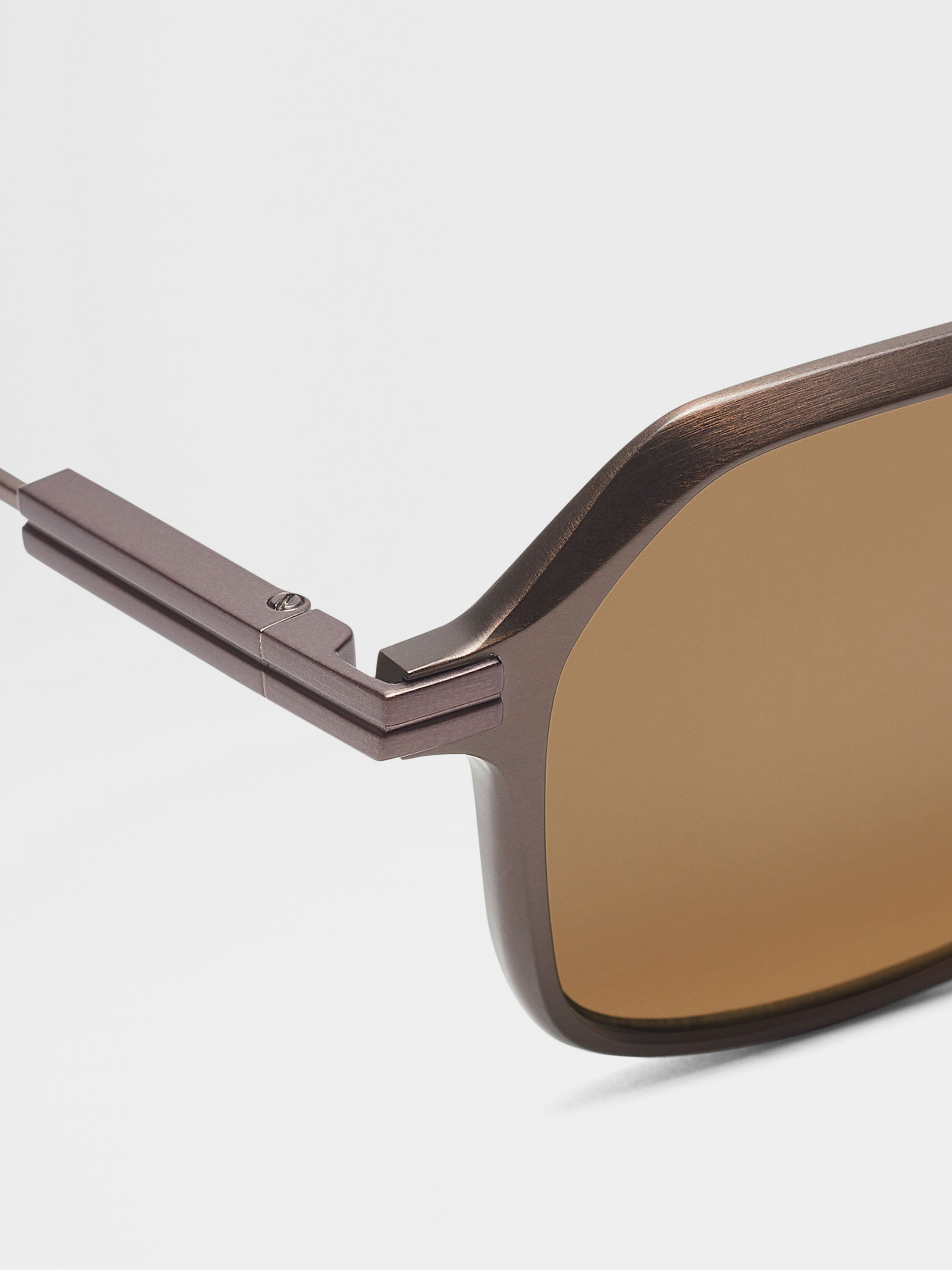 Dark Brown Aluminum and Metal Sunglasses Product detail photo #1