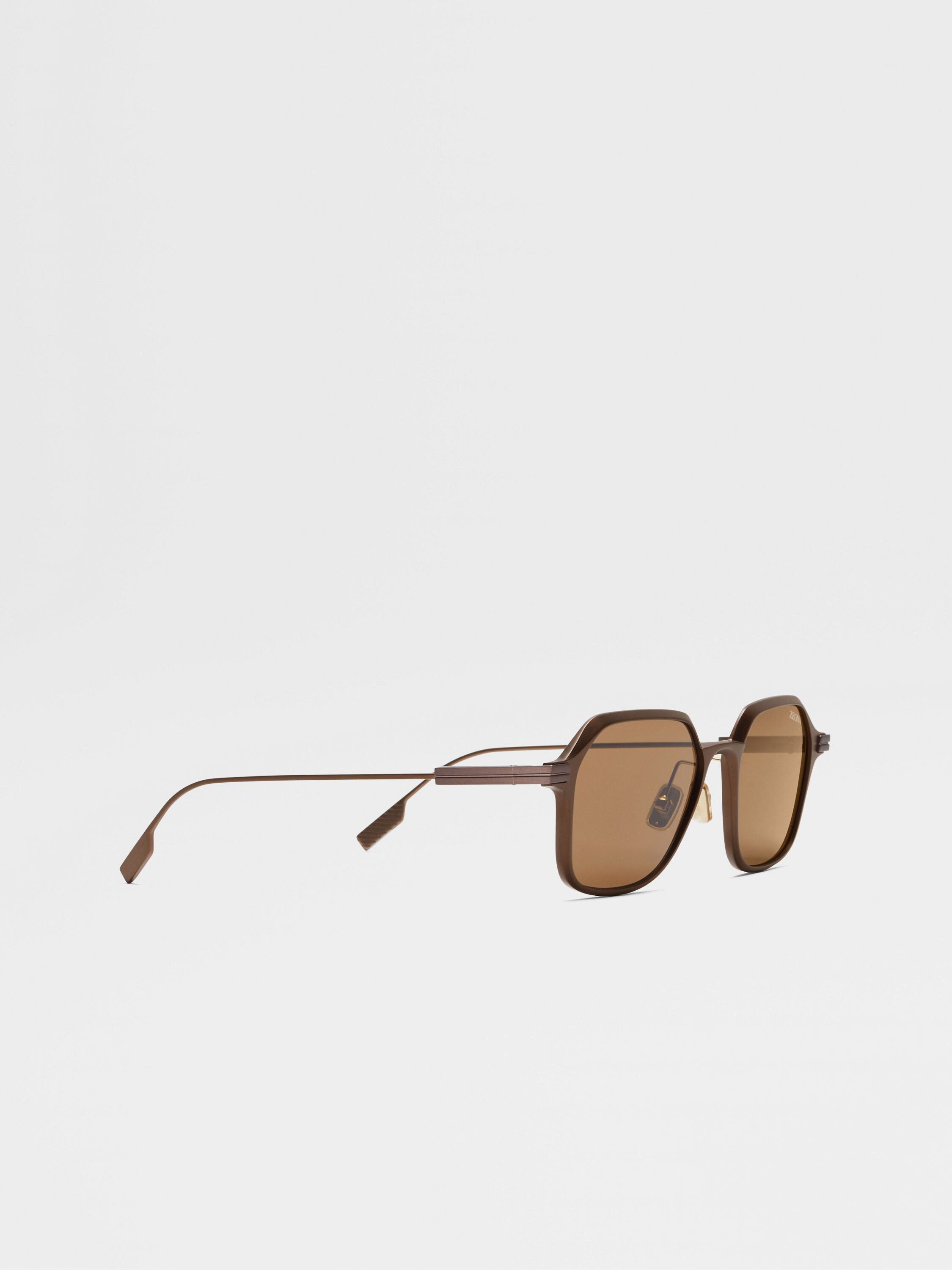 Dark Brown Aluminum and Metal Sunglasses Product detail photo #2