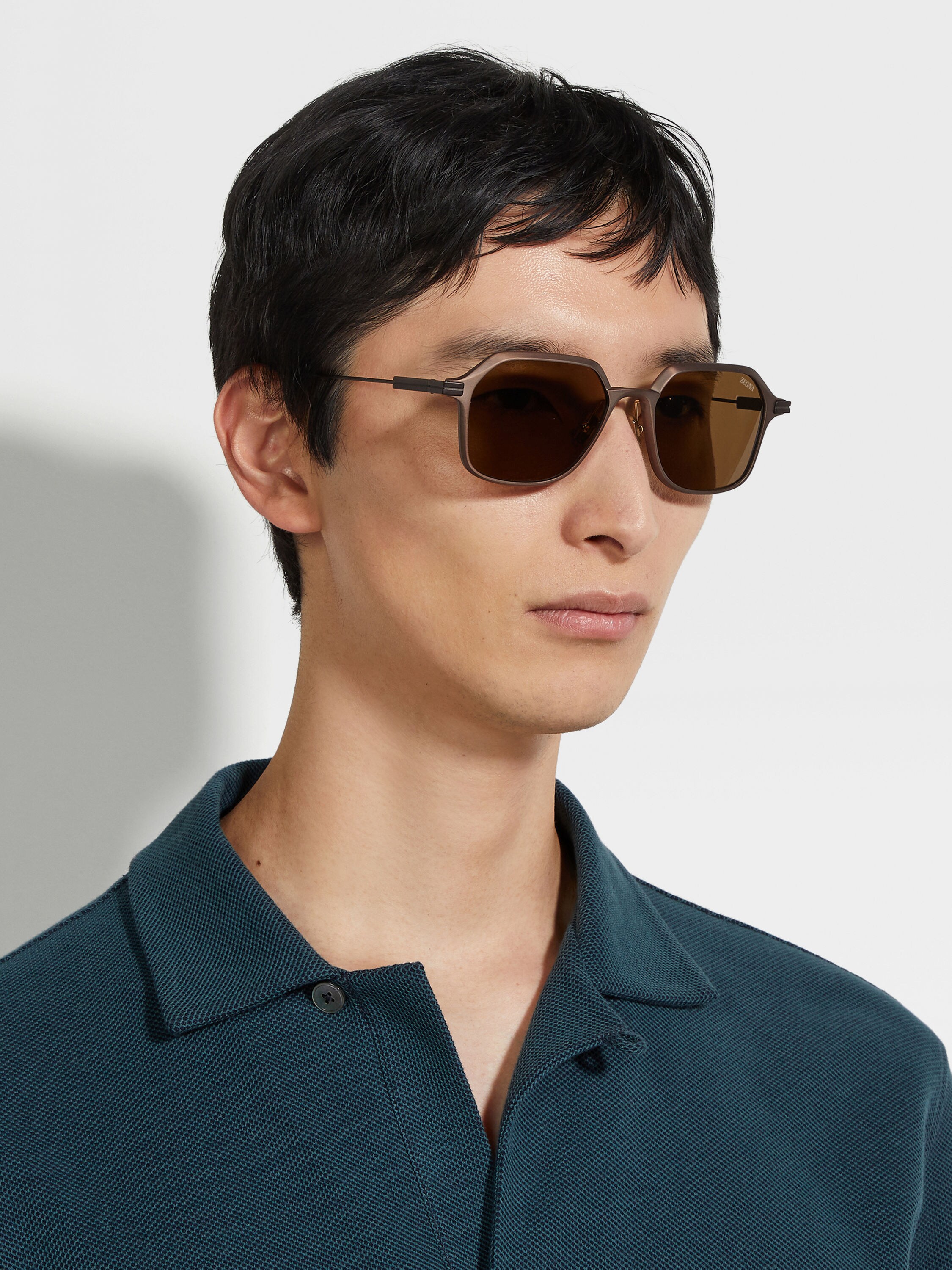 Dark Brown Aluminum and Metal Sunglasses Product detail photo #3