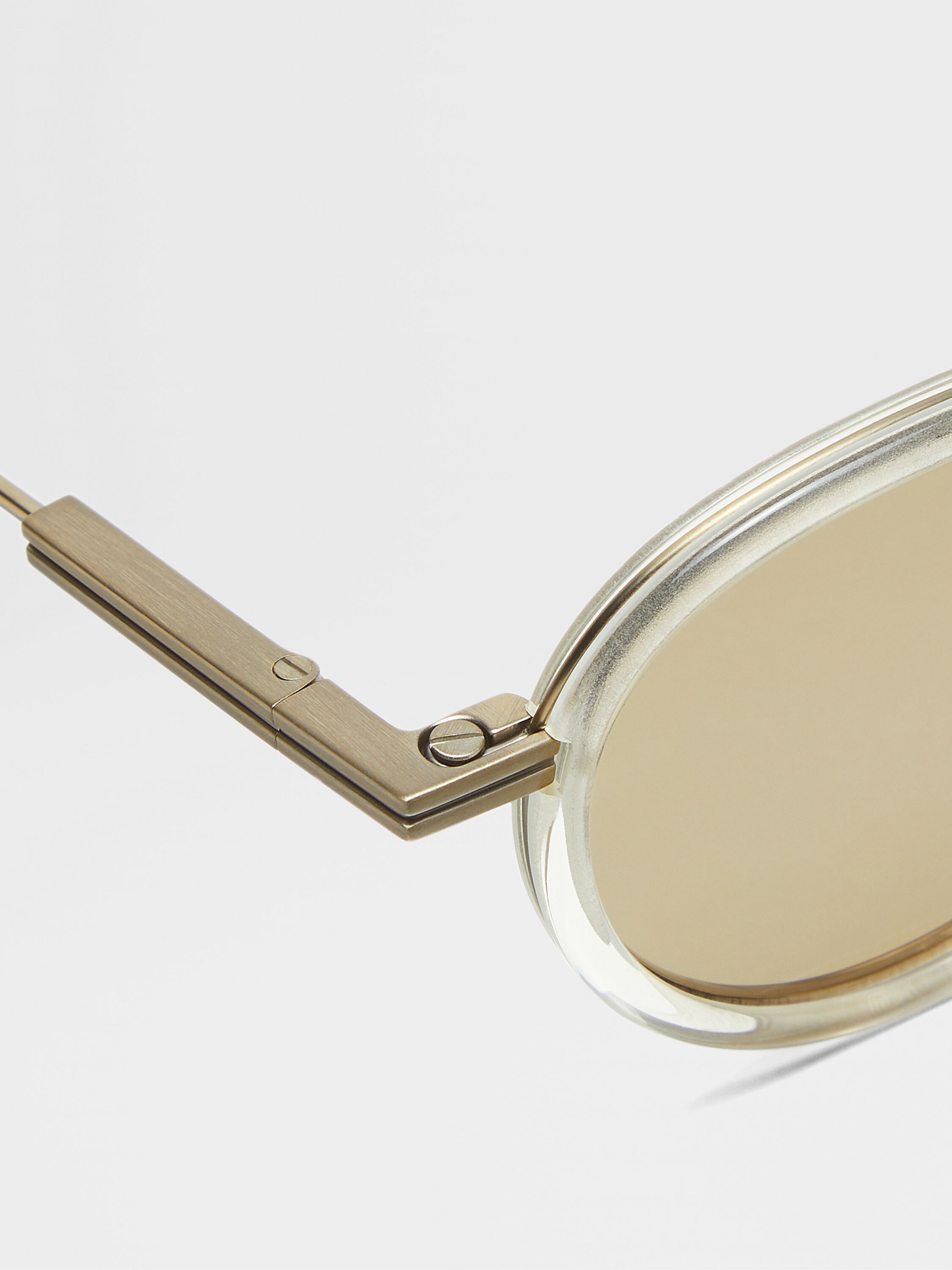 Transparent Light Beige Titanium and Acetate Sunglasses Product detail photo #1