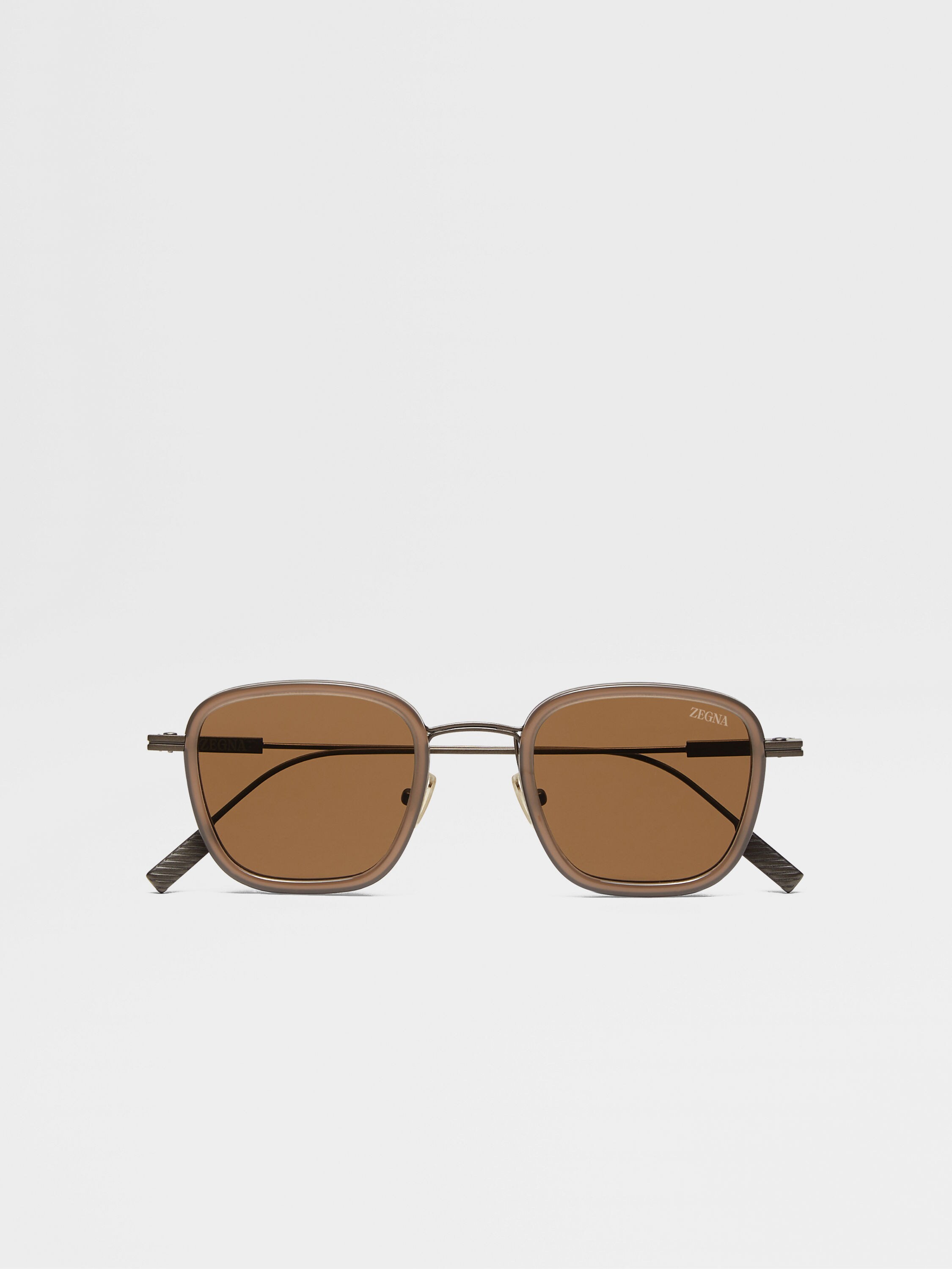 Light Brown Titanium and Acetate Sunglasses Main product photo