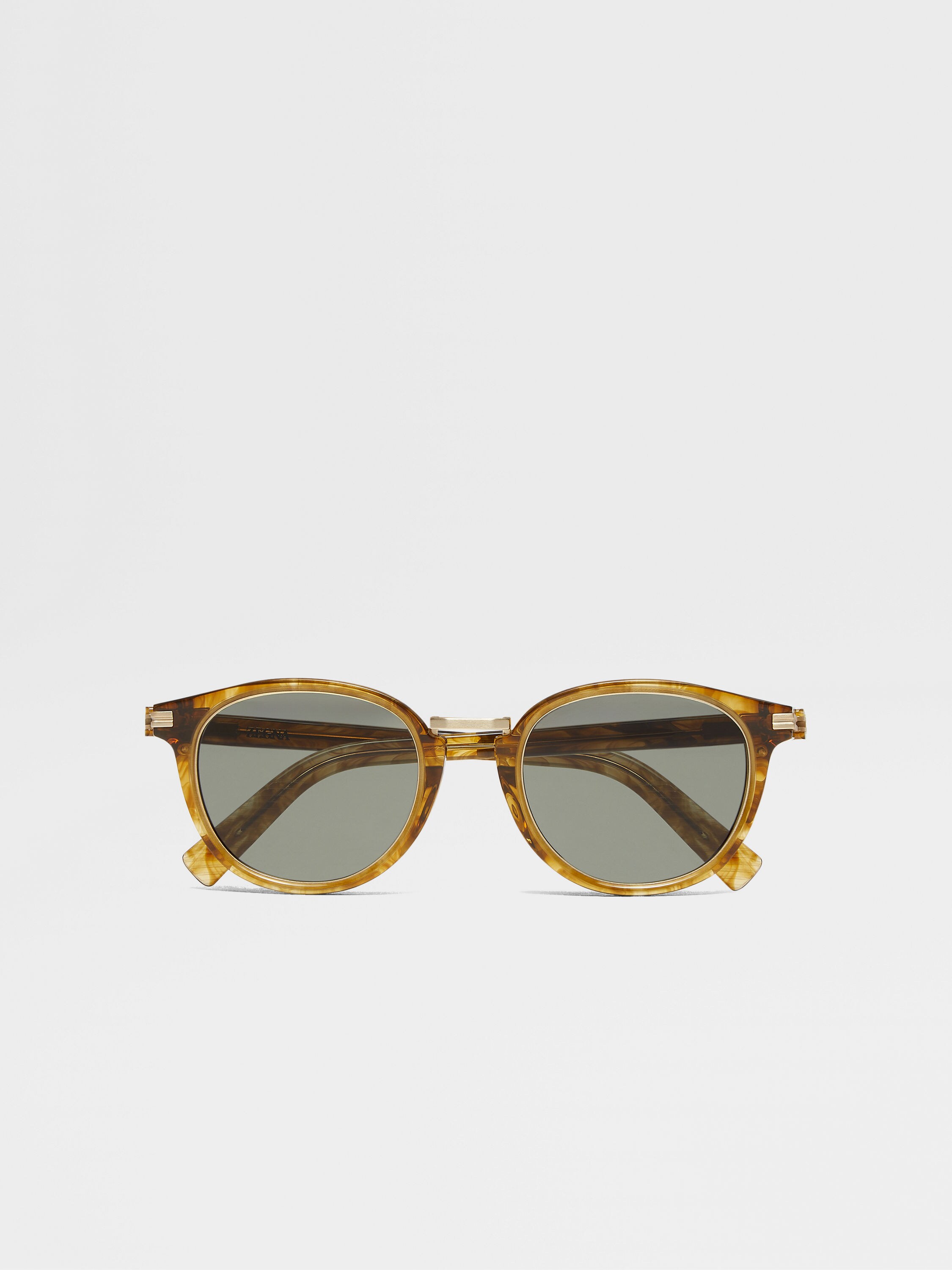 Transparent Light Brown Acetate and Titanium Sunglasses Main product photo