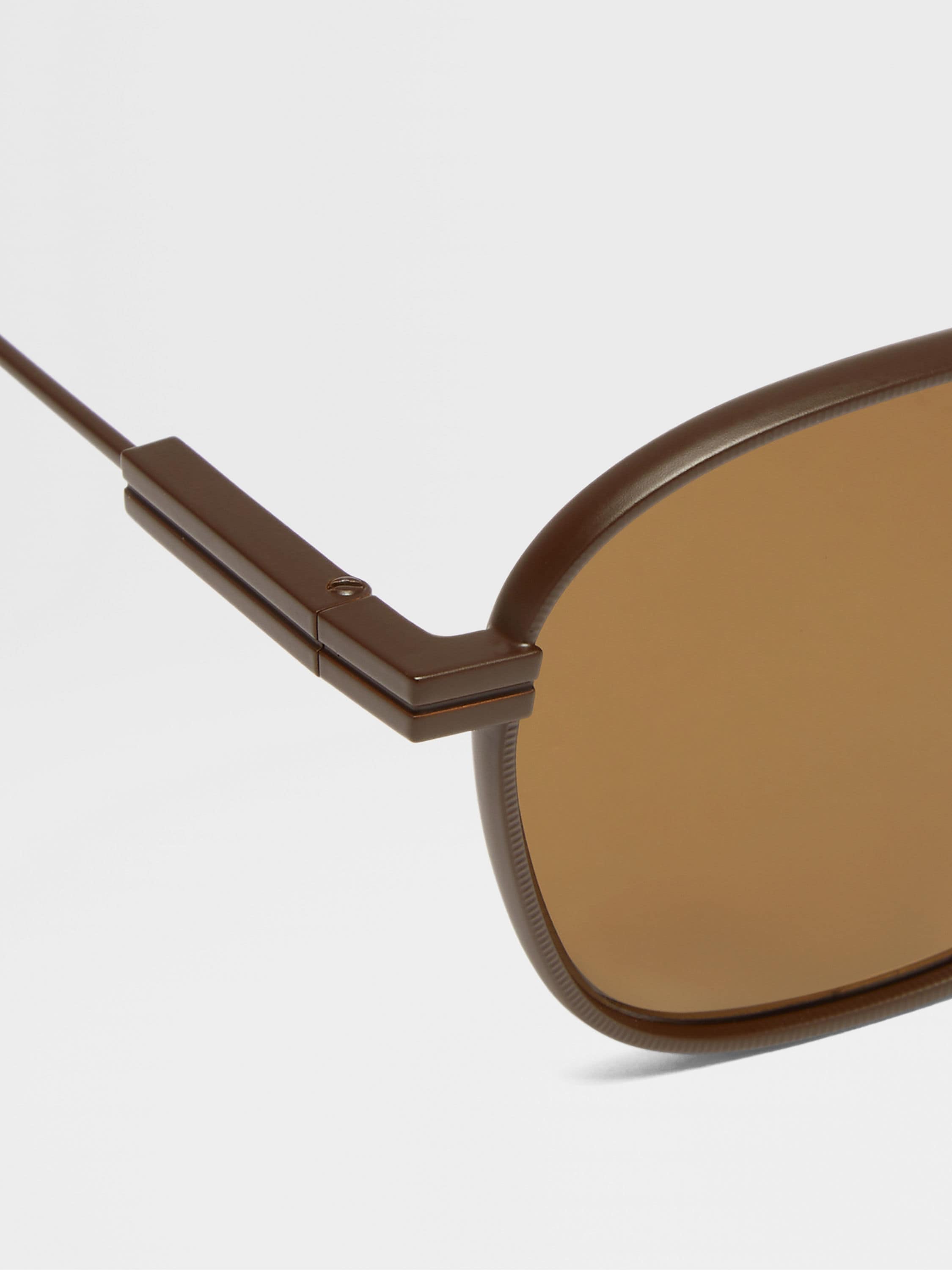Dark Brown Orizzonte I Metal Sunglasses Product detail photo #1