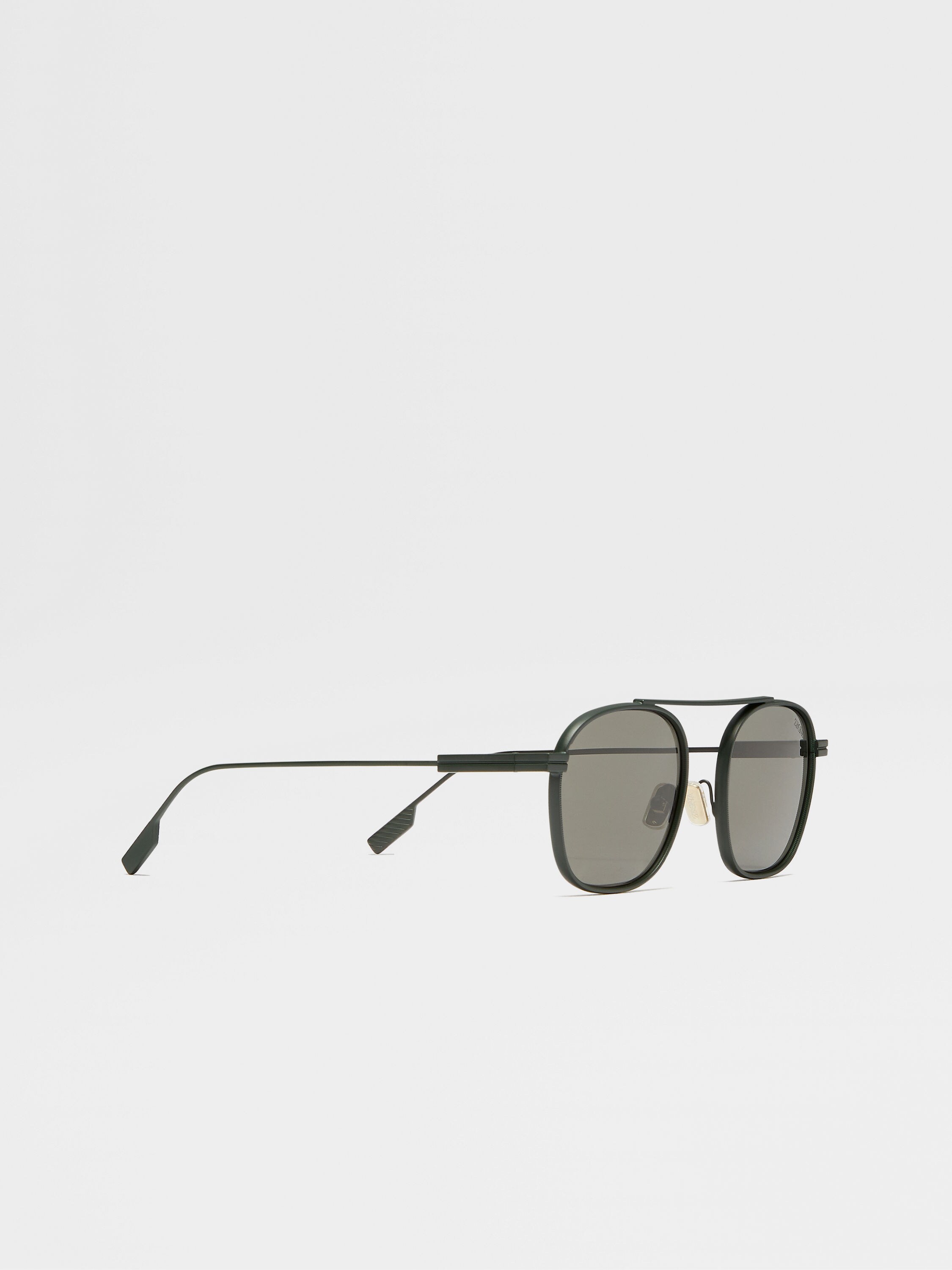 Dark Green Orizzonte I Metal Sunglasses Product detail photo #2