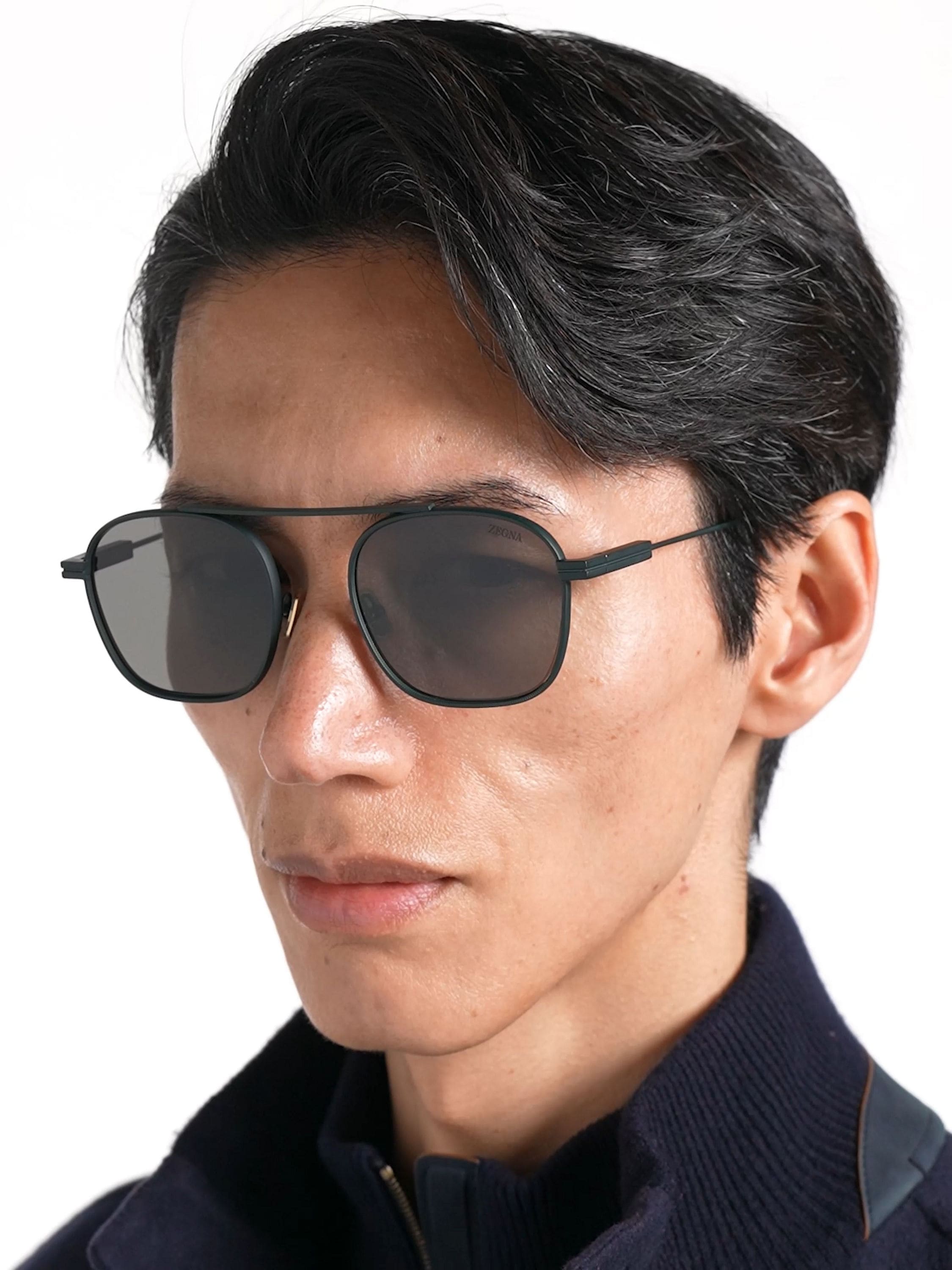 Dark Green Orizzonte I Metal Sunglasses