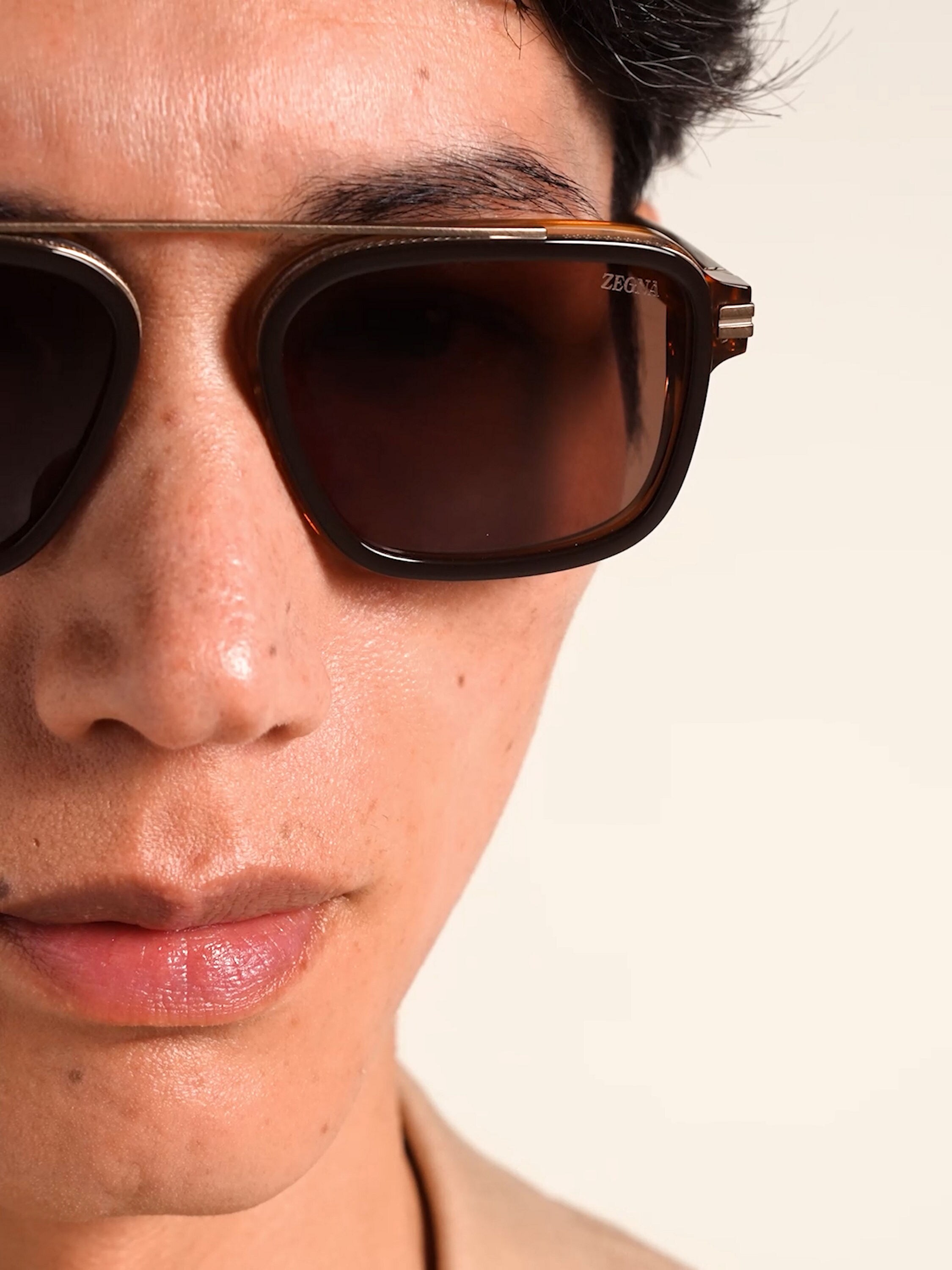 Transparent Brown Acetate Sunglasses