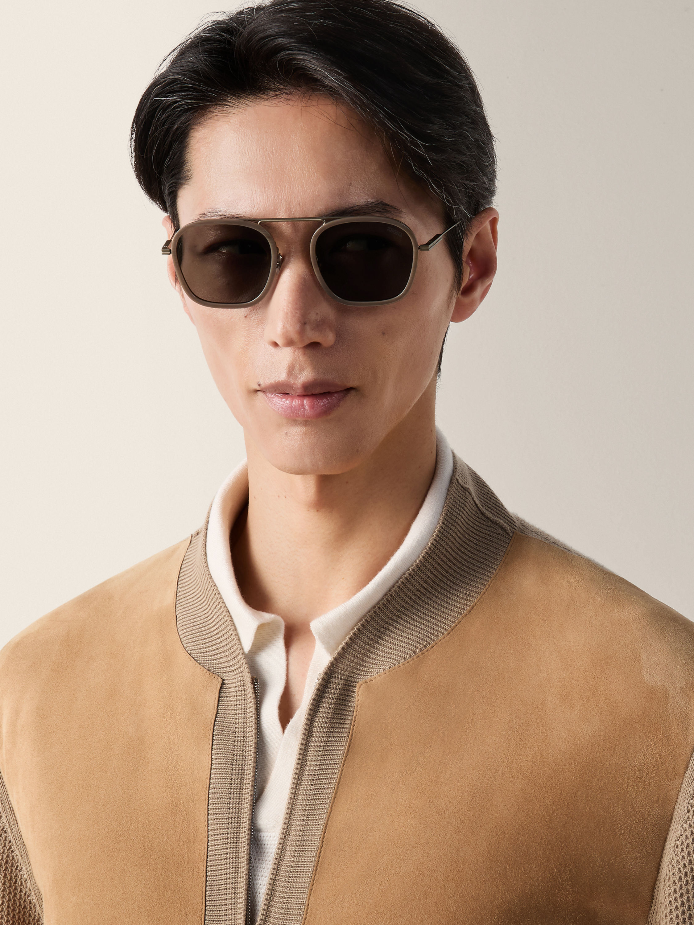 米色 Orizzonte I 钛金属太阳镜 产品细节图 #3