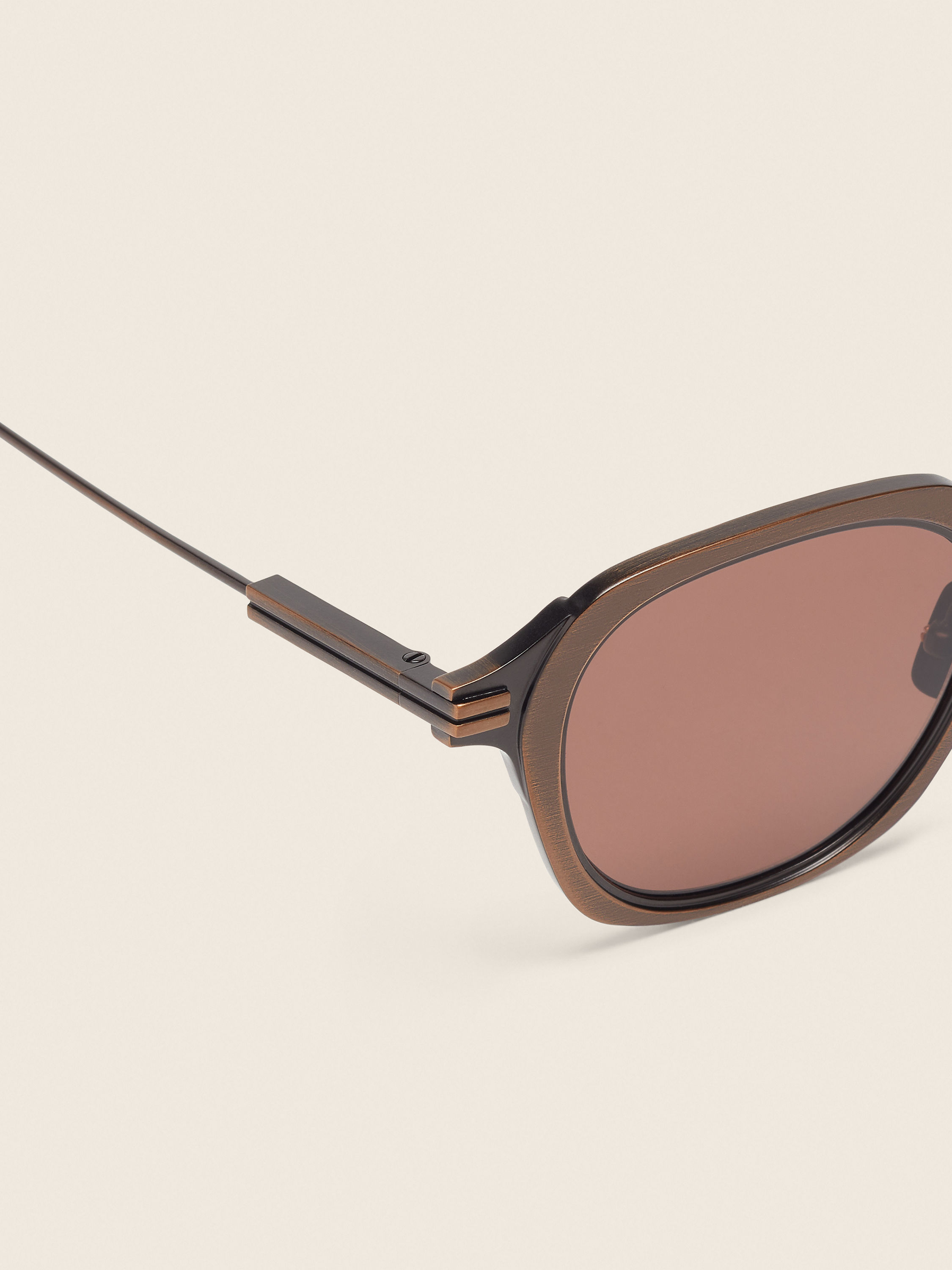 Dark Bronze Orizzonte I Titanium and Buffalo Horn Sunglasses Product detail photo #1