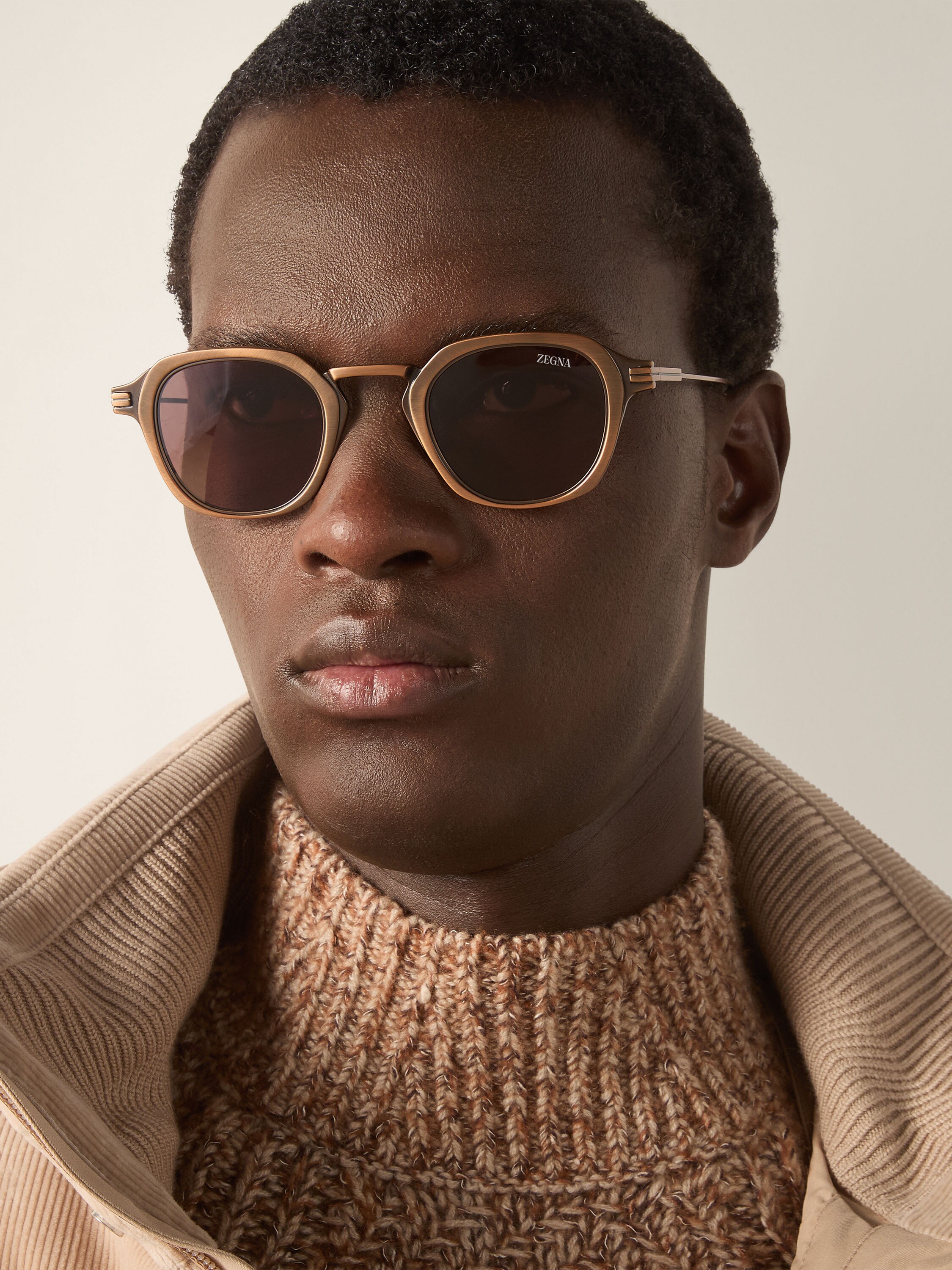 Dark Bronze Orizzonte I Titanium and Buffalo Horn Sunglasses Product detail photo #3