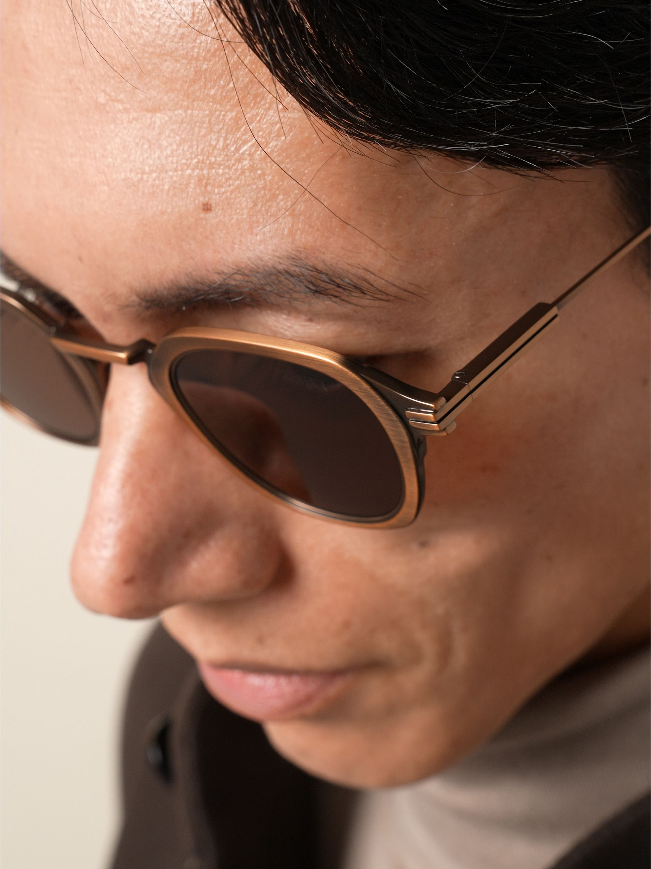 Dark Bronze Orizzonte I Titanium and Buffalo Horn Sunglasses