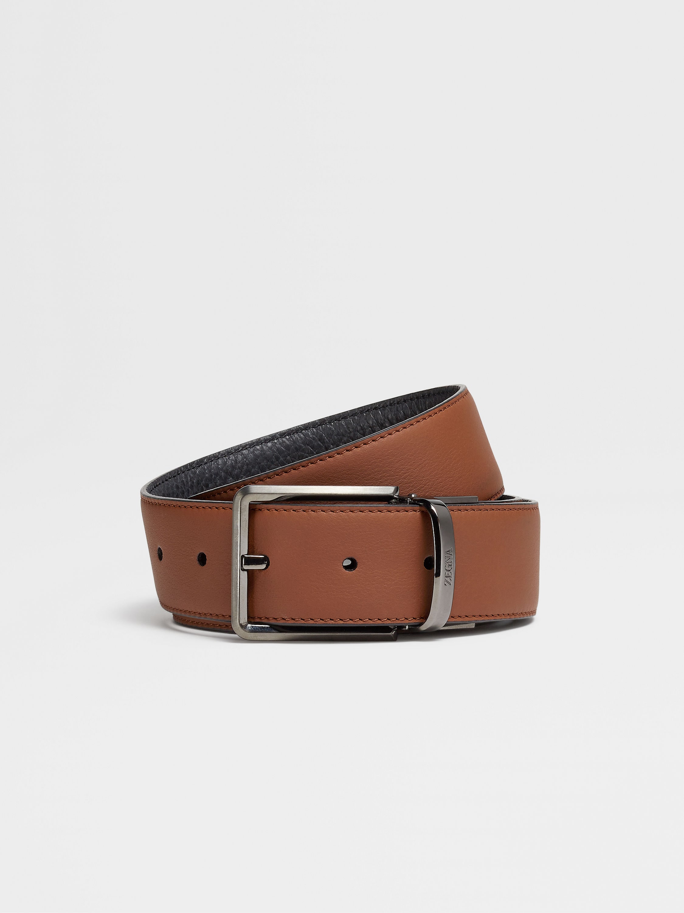 Dark Foliage and Black Reversible Leather Belt