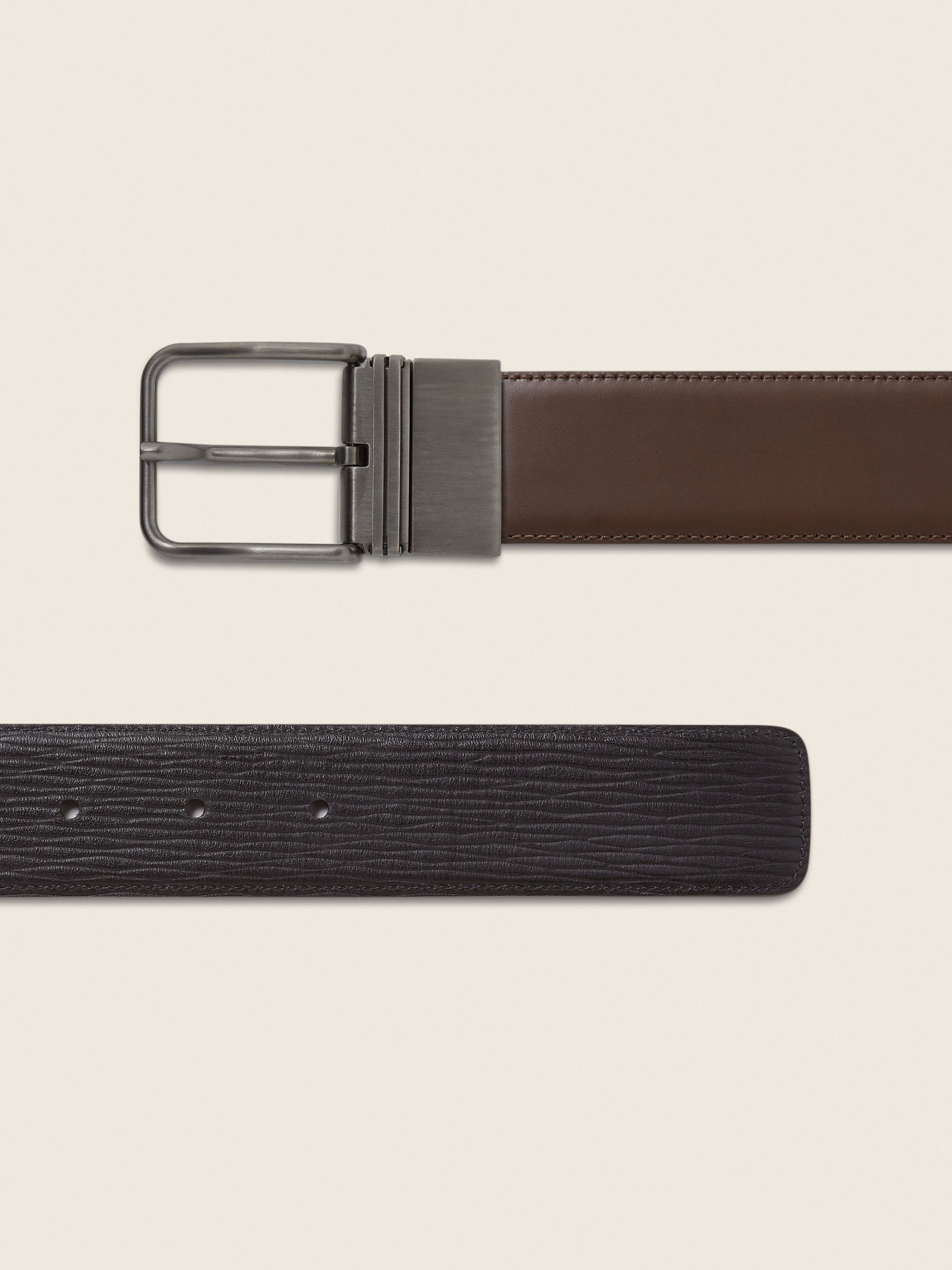Dark Brown and Black Reversible Leather Belt Product detail photo #1