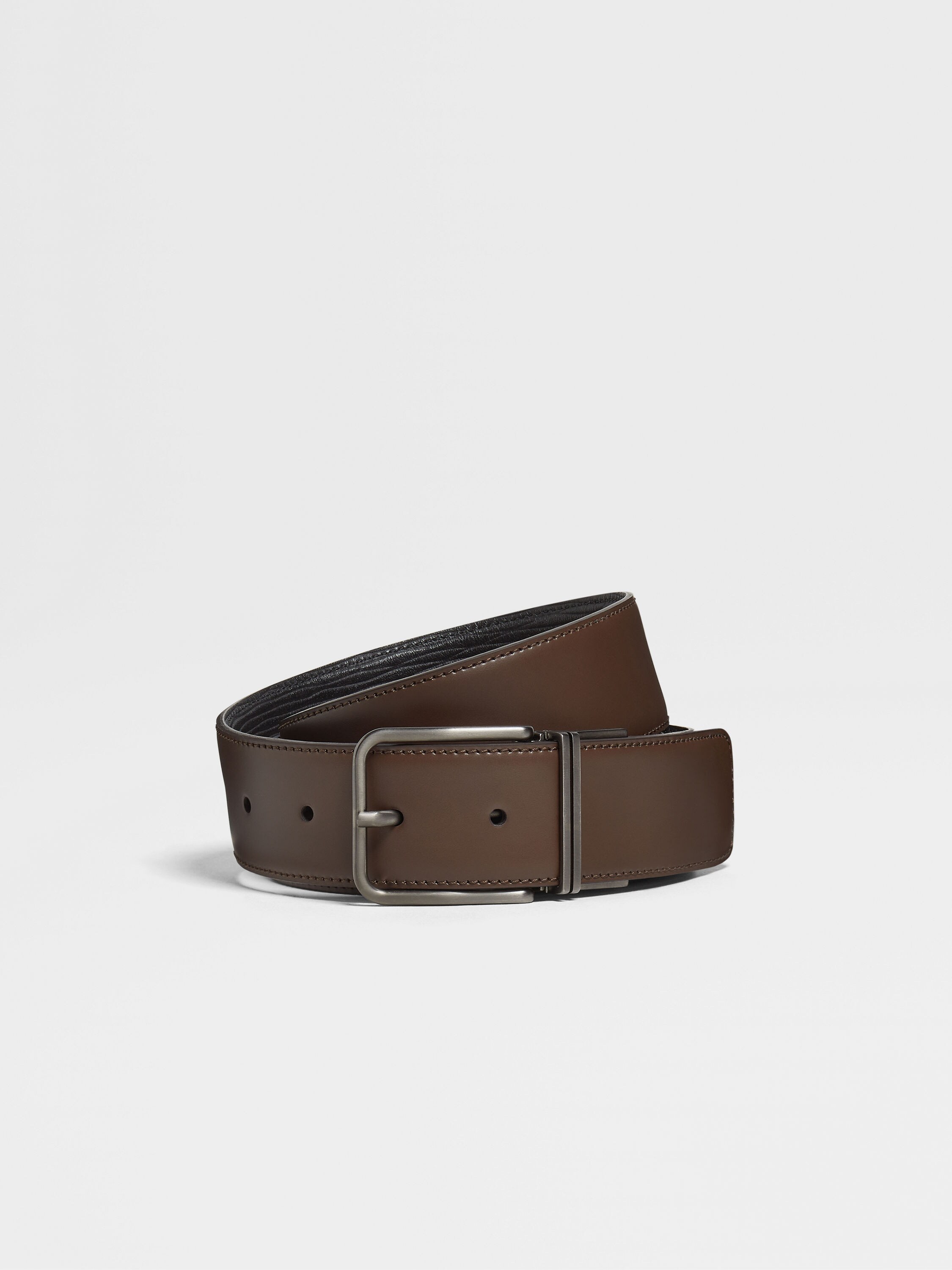 Dark Brown and Black Reversible Leather Belt Main product photo